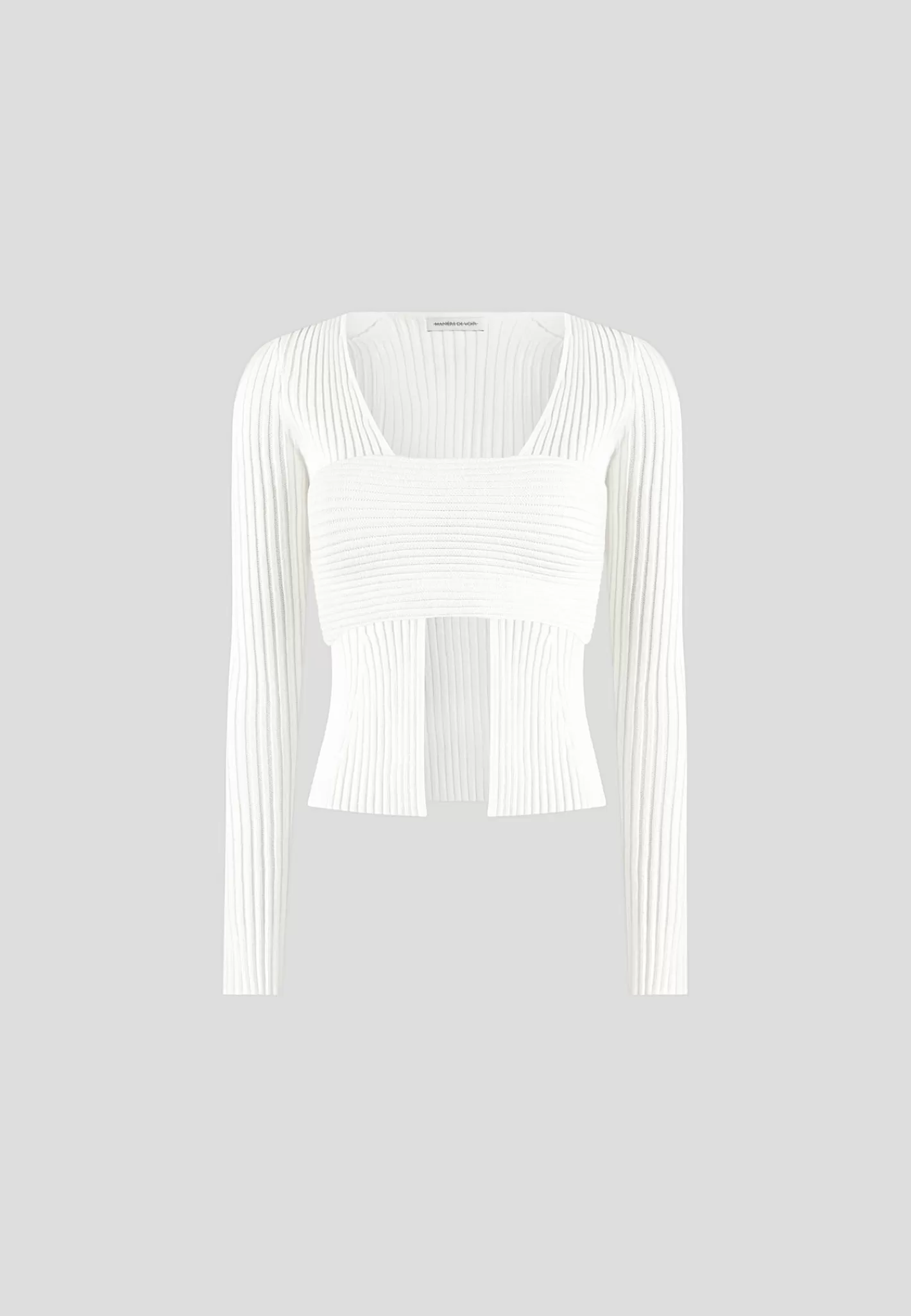 3-In-1 Knit Overlay Bandeau Cardigan - Off White-Manière De Voir Hot