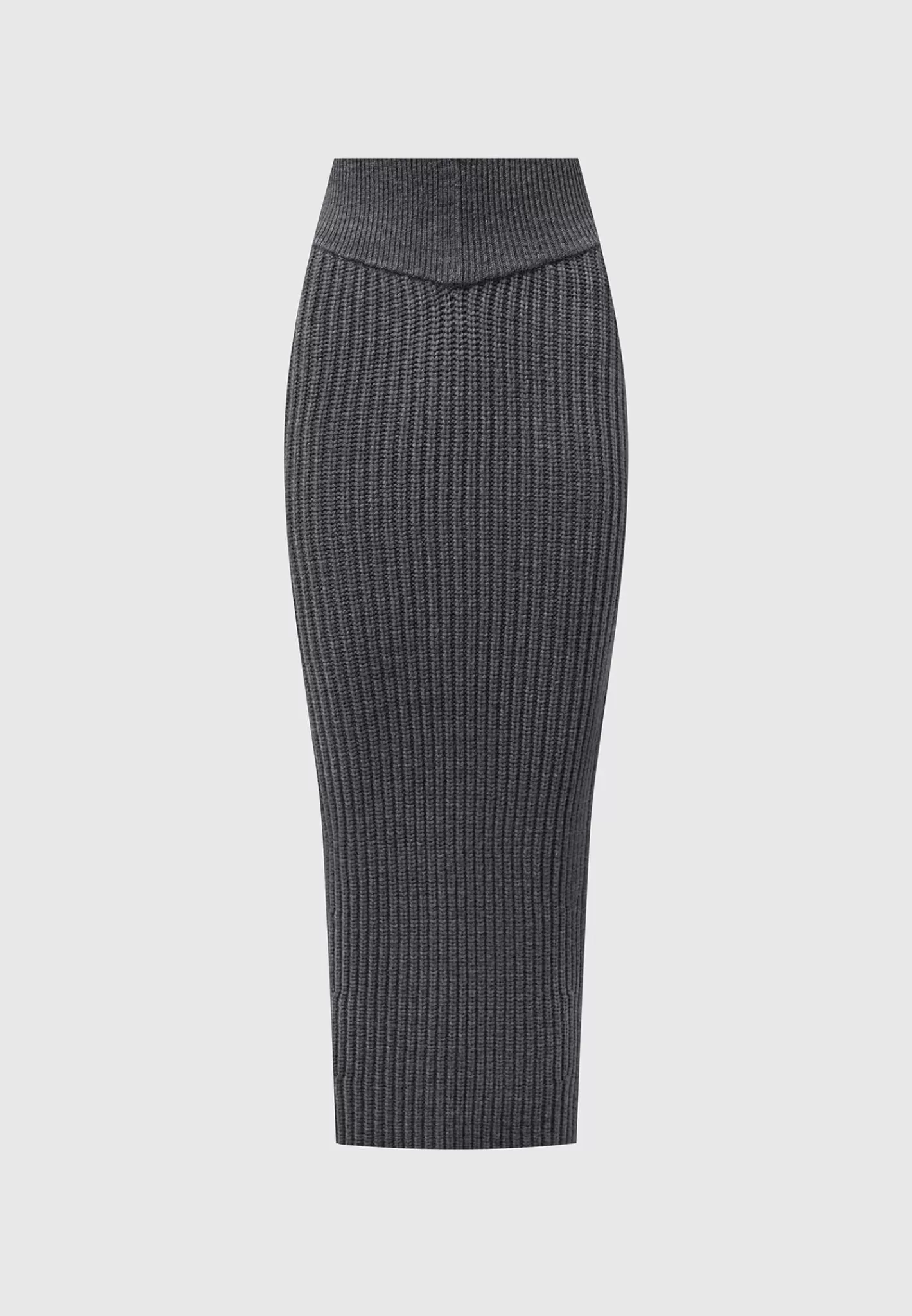 Angled Waist Knit Maxi Skirt - Grey Marl-Manière De Voir Clearance