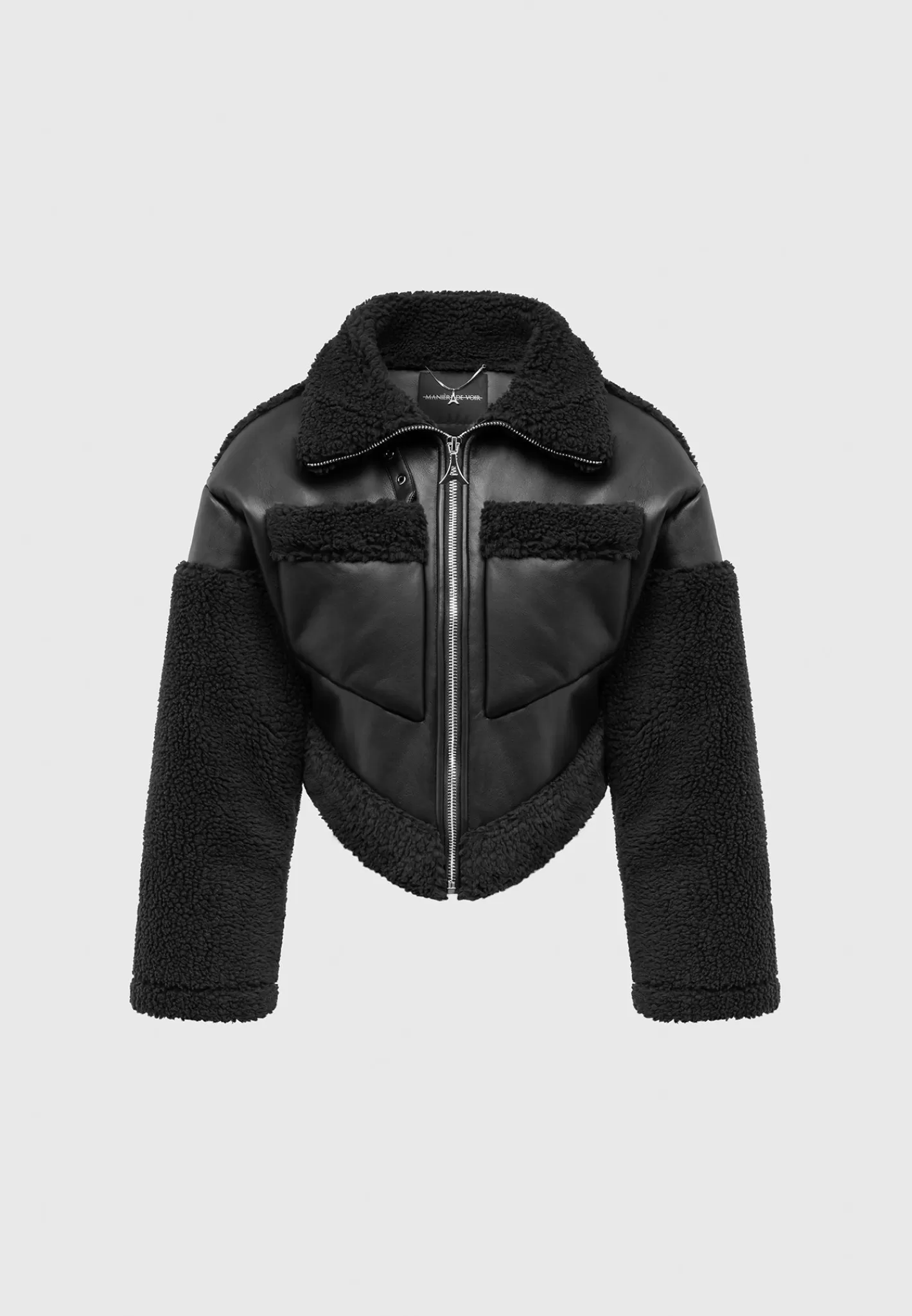 Angular Hem Vegan Leather Borg Biker Jacket - -Manière De Voir Store