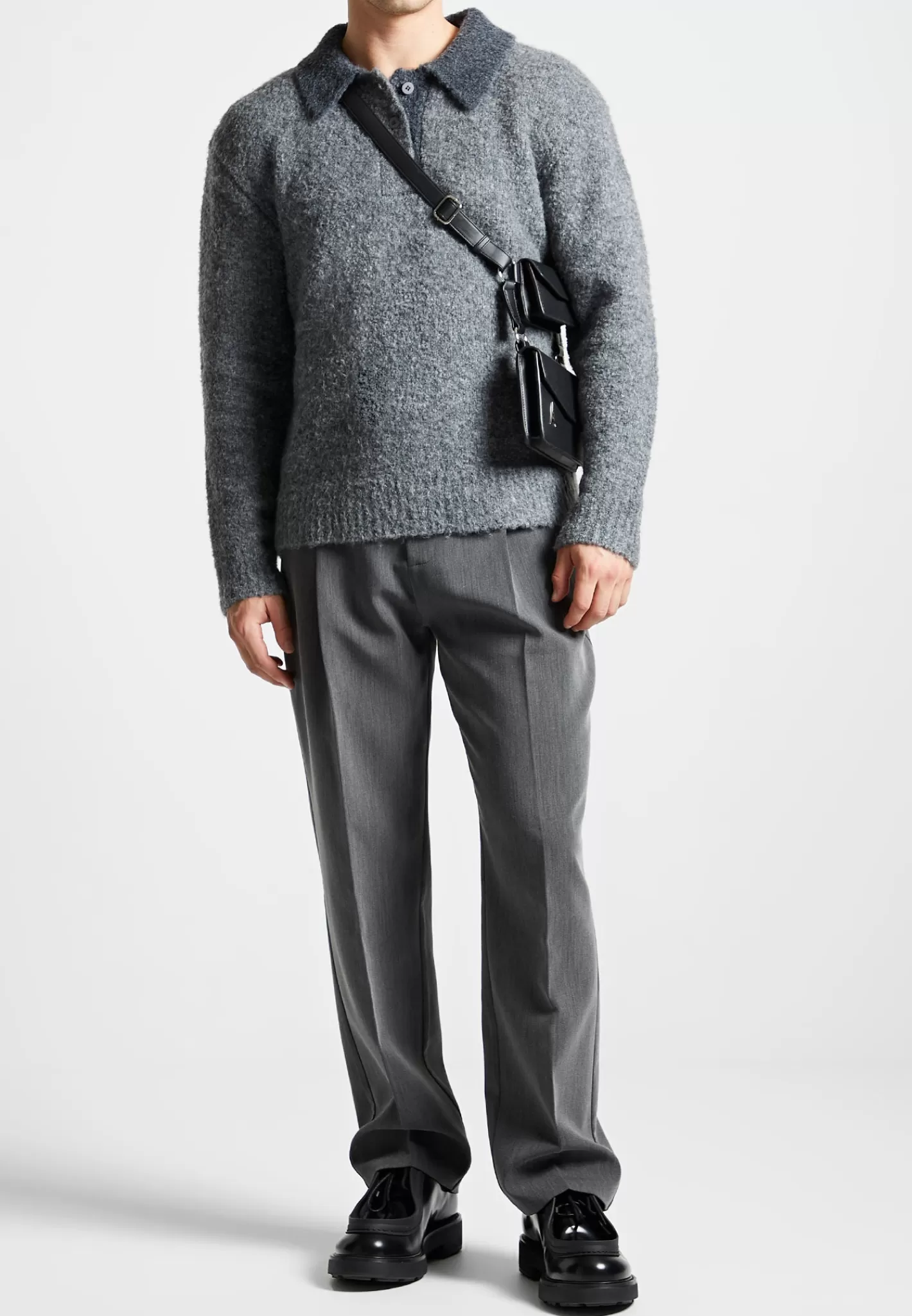 Boucle Knit Contrast Polo Jumper - -Manière De Voir Store