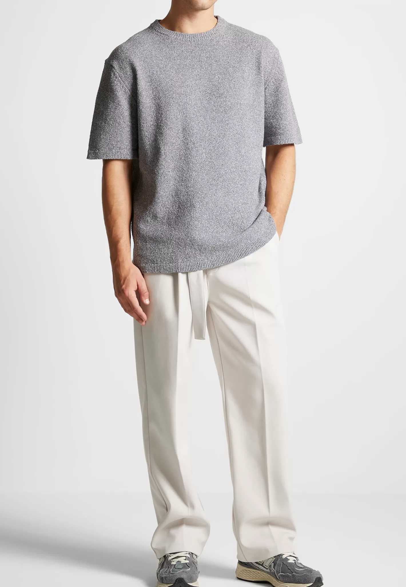 Boucle Knit Oversized Fit T-Shirt - Grey Marl-Manière De Voir Flash Sale
