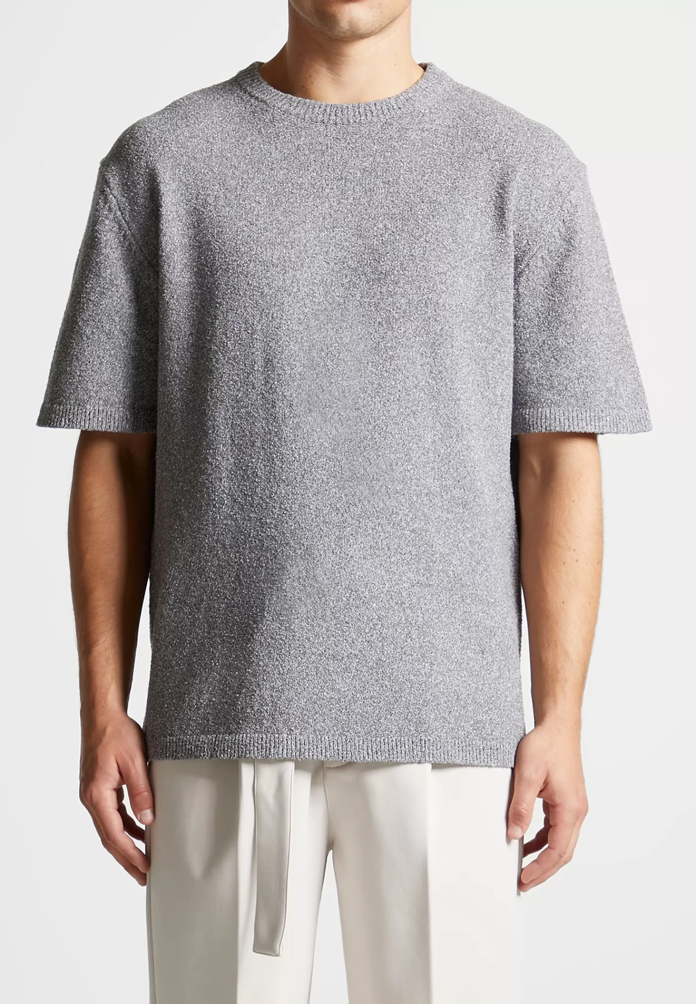 Boucle Knit Oversized Fit T-Shirt - Grey Marl-Manière De Voir Flash Sale