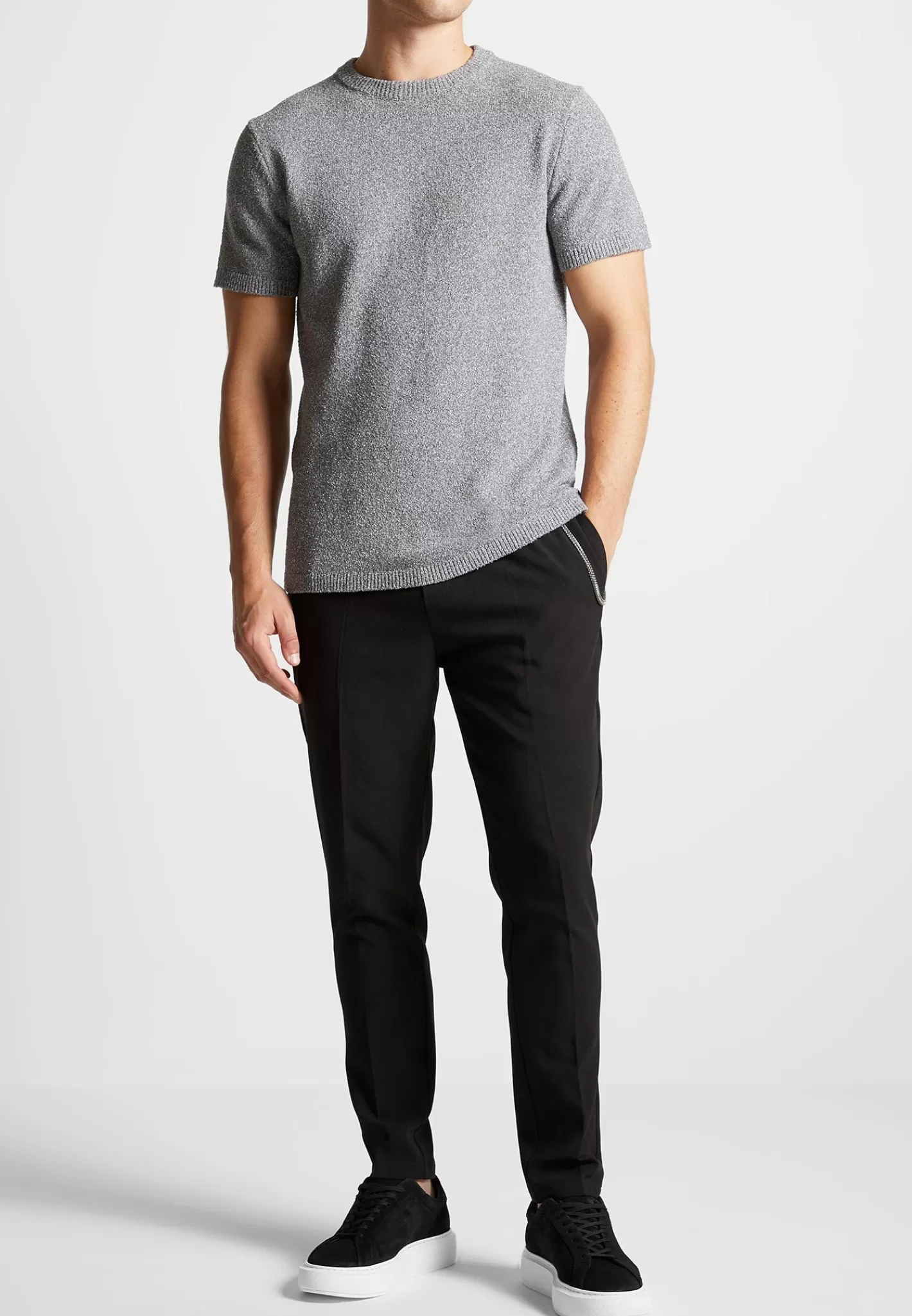 Boucle Knit Regular Fit T-Shirt - Grey Marl-Manière De Voir Discount
