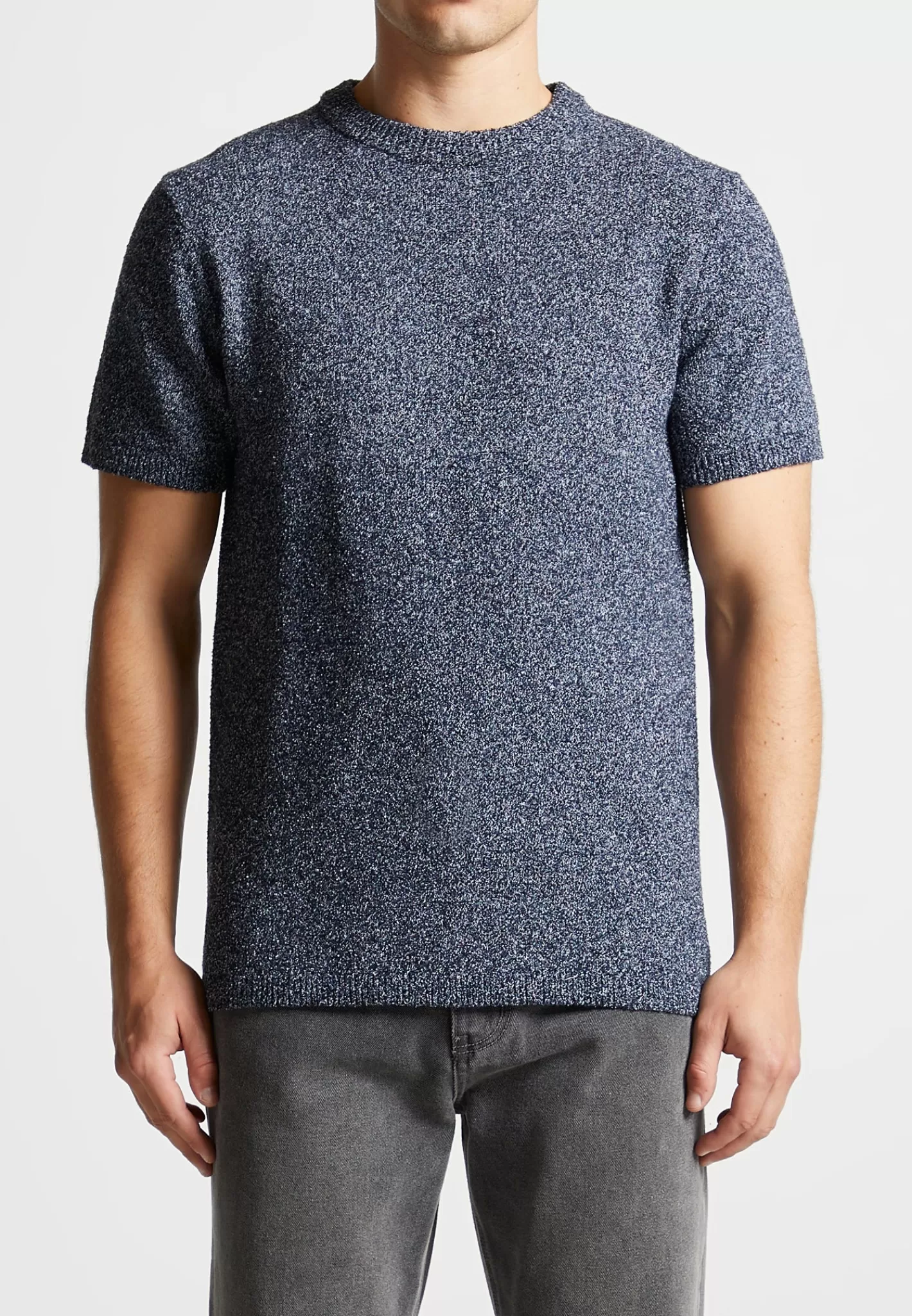 Boucle Knit Regular Fit T-Shirt - Navy Marl-Manière De Voir Sale