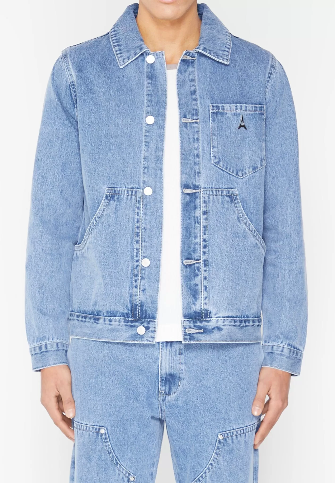 Carpenter Denim Jacket - Mid Wash Blue-Manière De Voir Fashion