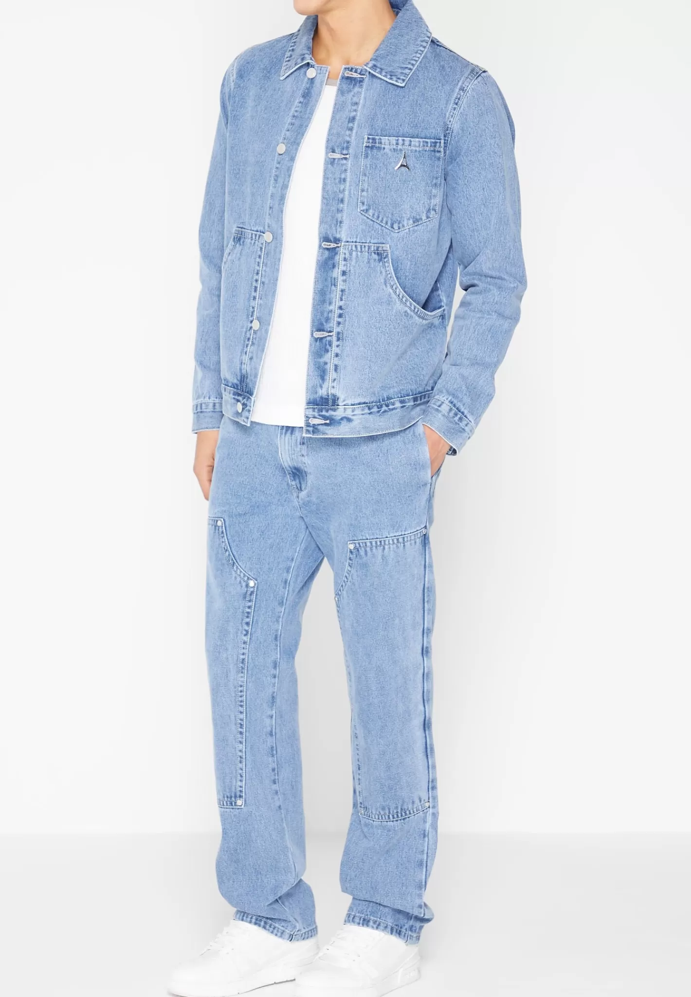 Carpenter Denim Jacket - Mid Wash Blue-Manière De Voir Fashion