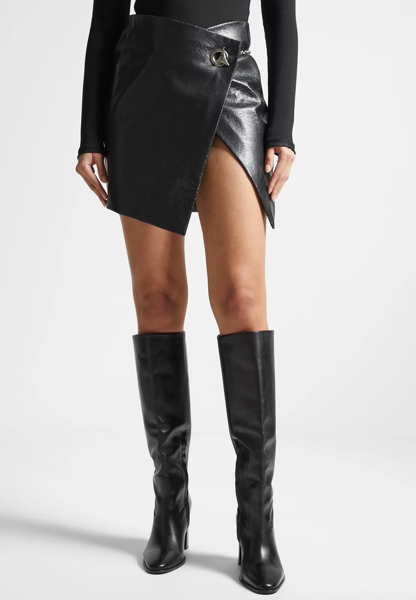 Cracked Vegan Leather Wrap Skirt - -Manière De Voir Shop