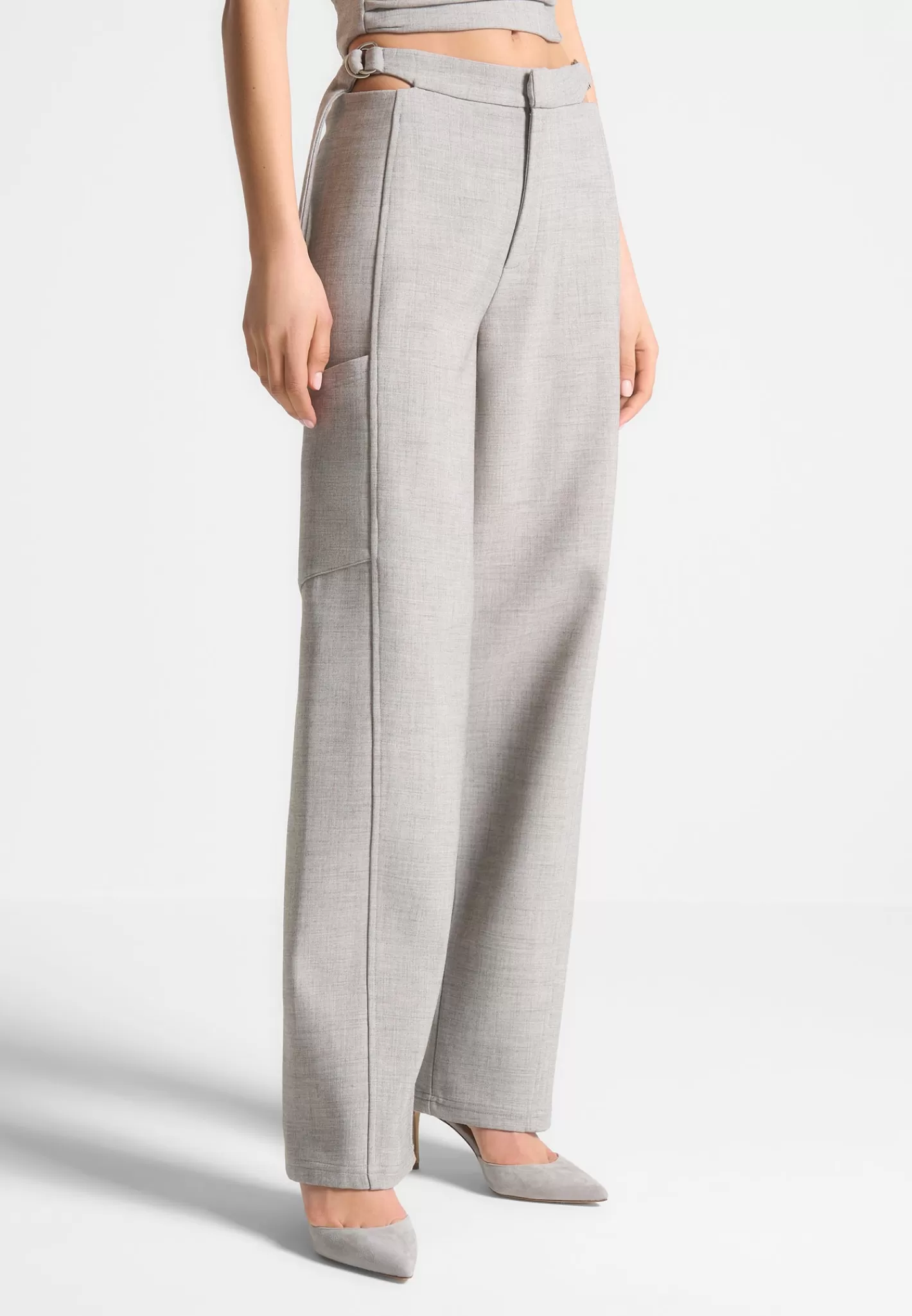 Cut Out Melange Tailored Trousers - -Manière De Voir Online