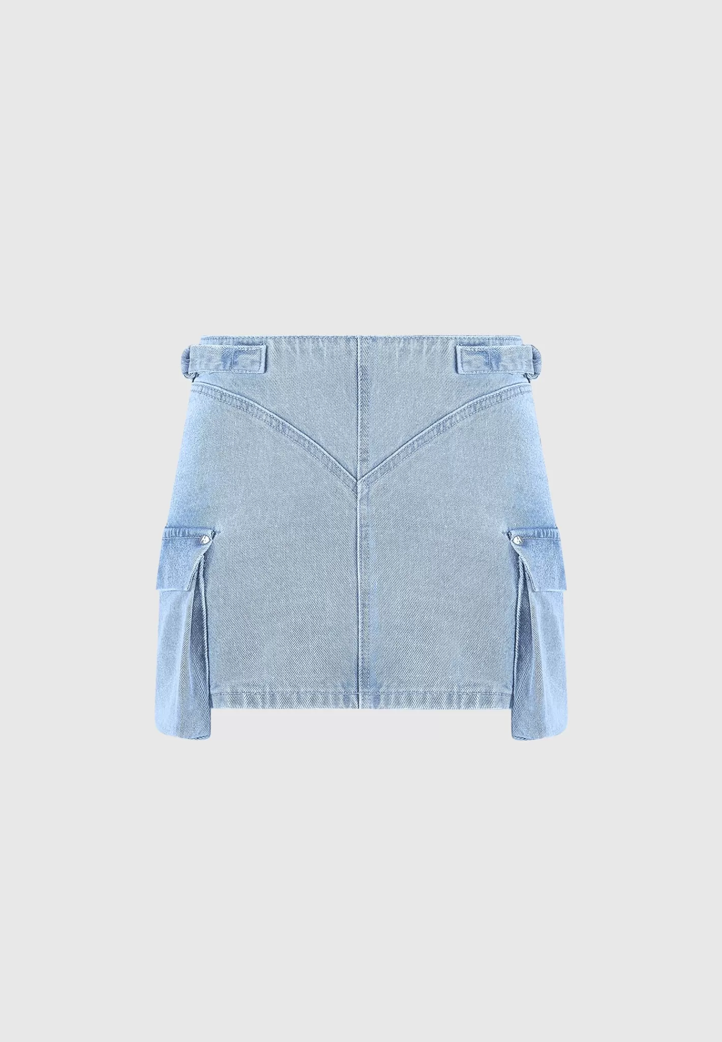 Denim Cargo Mini Skirt - Mid Blue-Manière De Voir Clearance