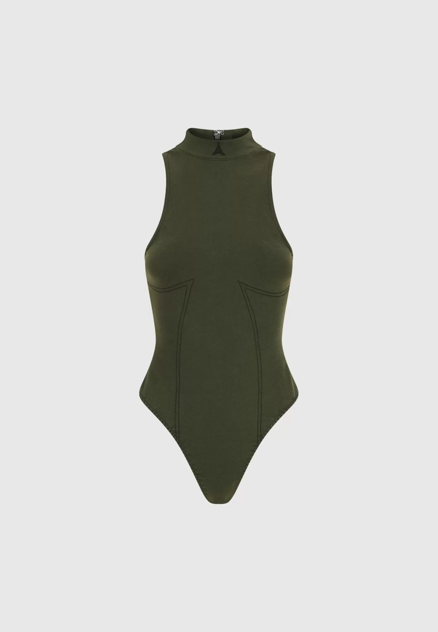 High Neck Racer Bodysuit - Washed Khaki-Manière De Voir Store