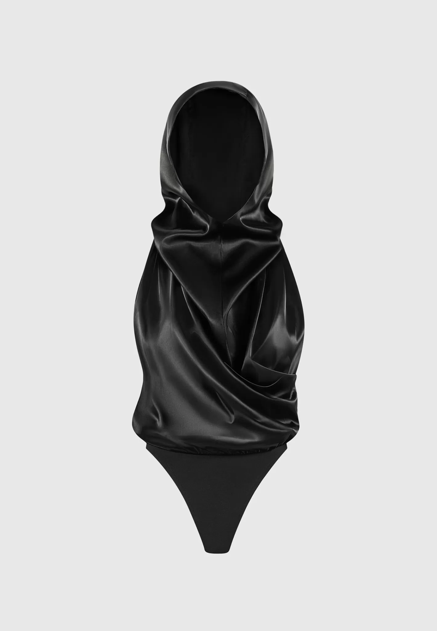 Hooded Cowl Neck Satin Wrap Bodysuit - -Manière De Voir Hot