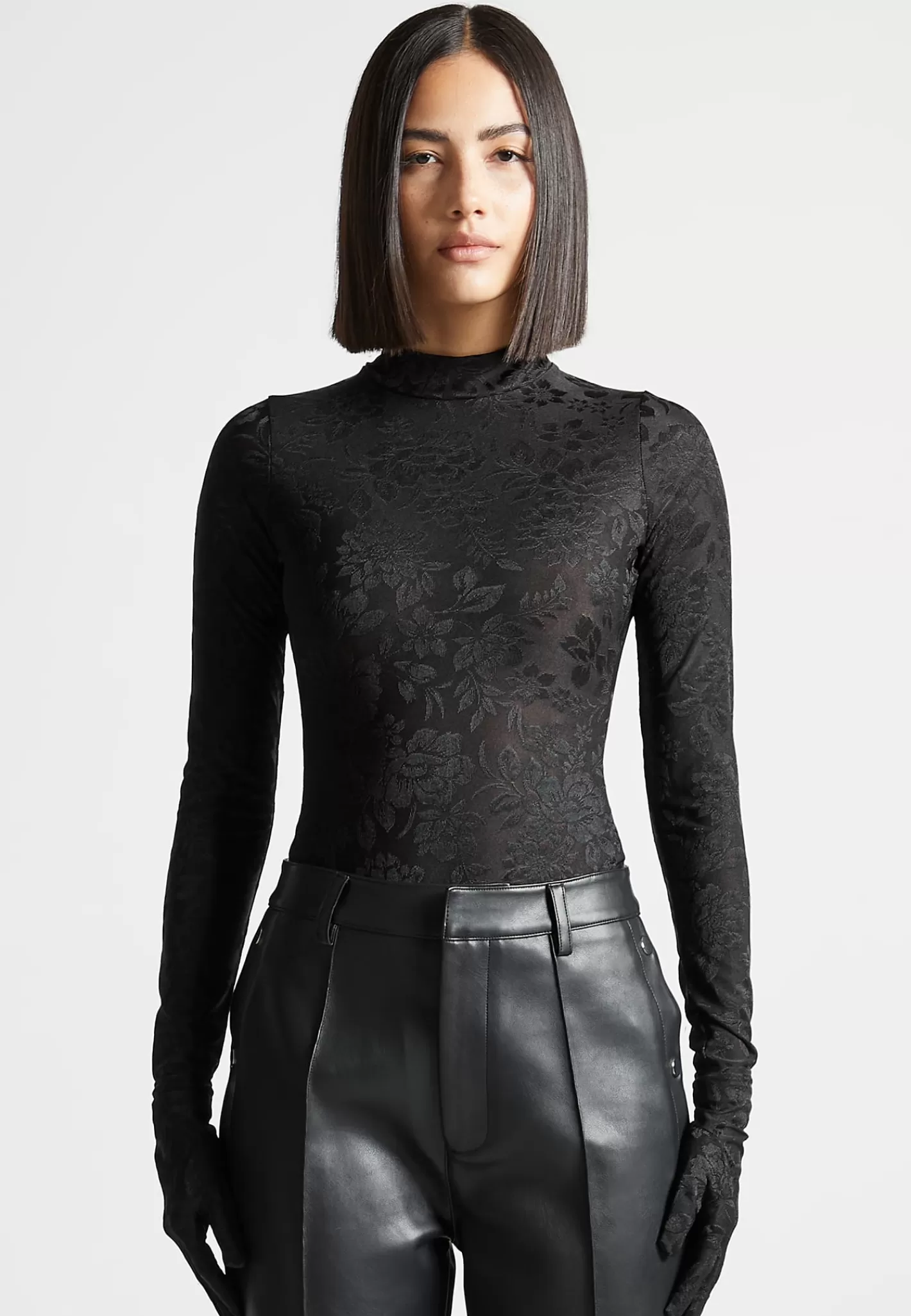 Jacquard Bodysuit with Gloves - -Manière De Voir Sale