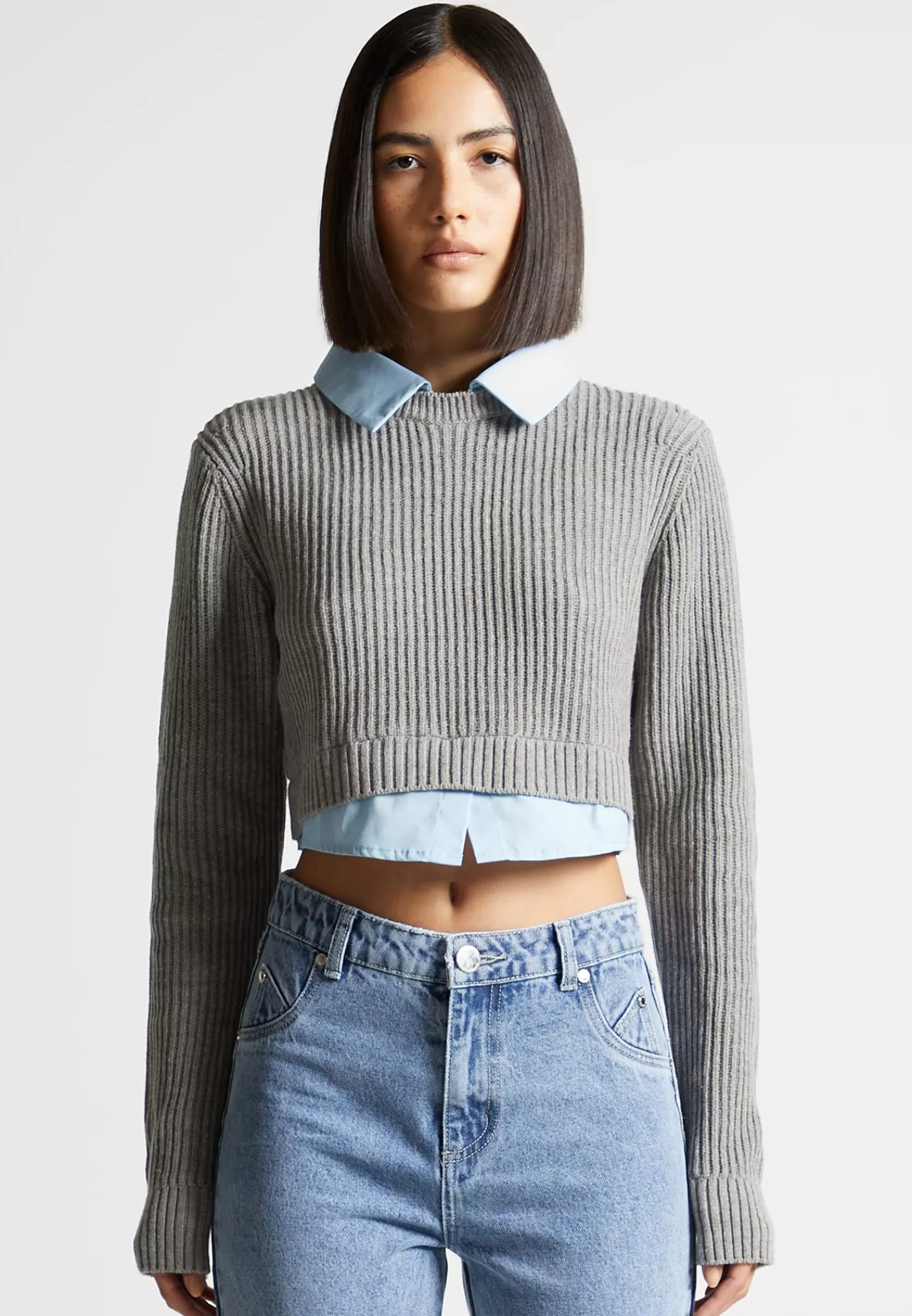 Knitted Jumper with Shirt Detail - -Manière De Voir Outlet