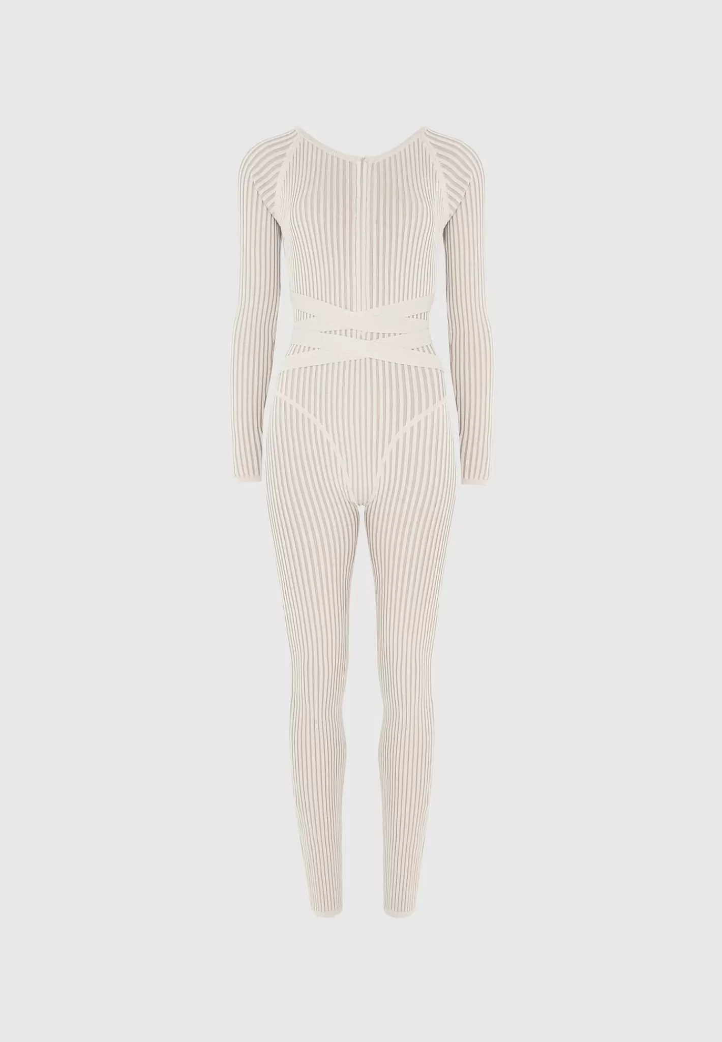 Knitted Two Tone Jumpsuit with Belt - -Manière De Voir Sale