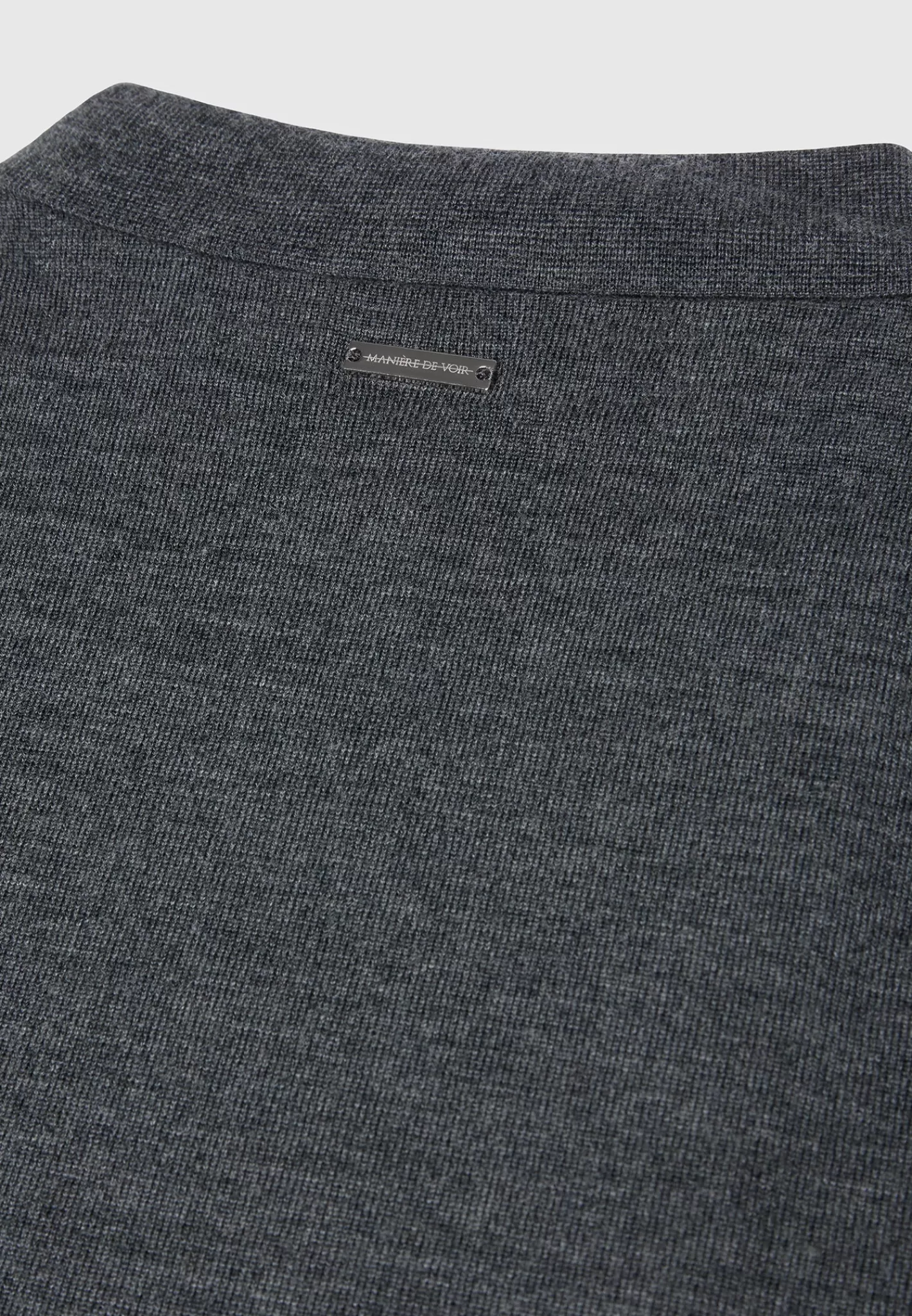Merino Wool Long Sleeve Polo Top With Zip - Marl Grey-Manière De Voir Cheap