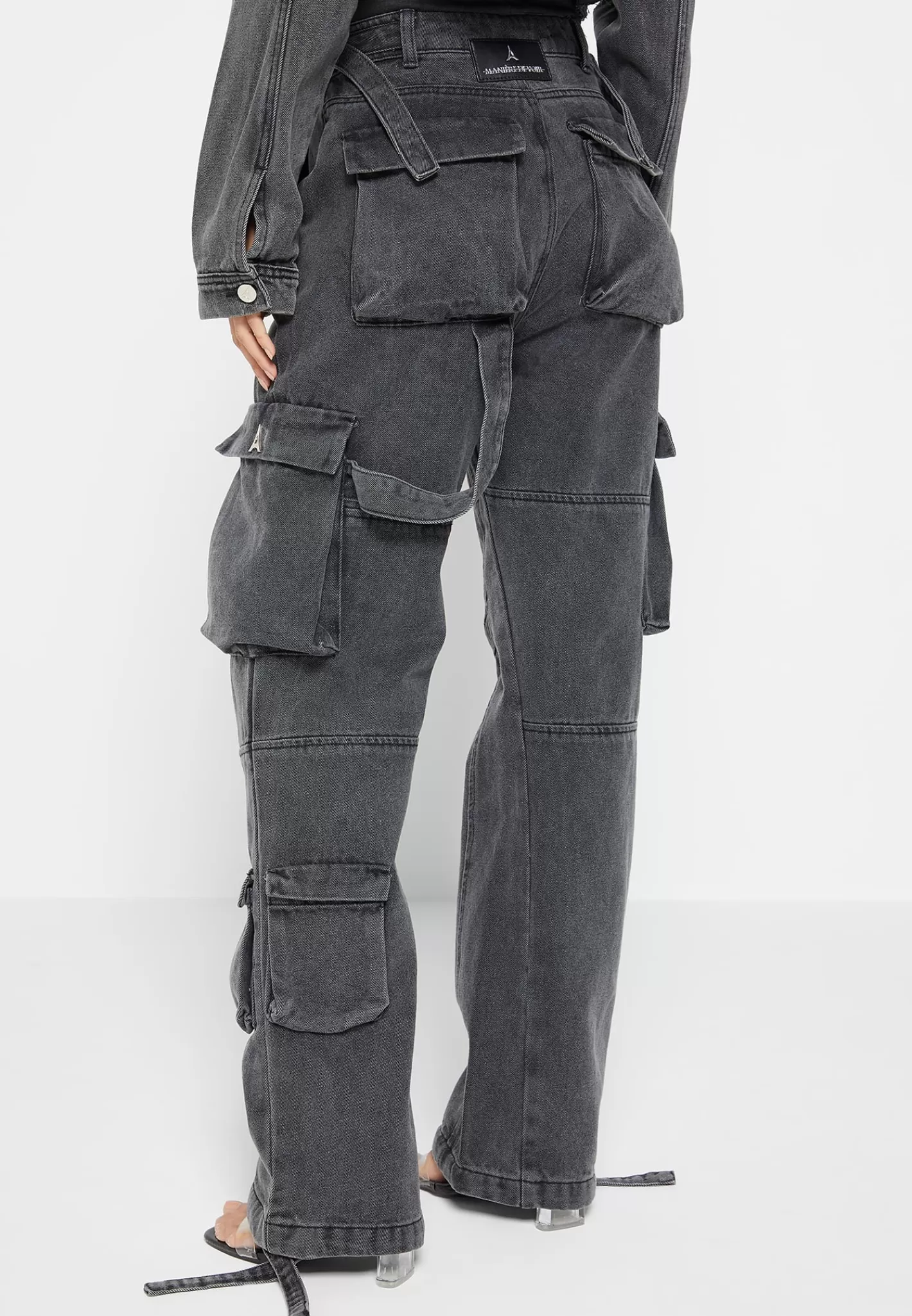 Mid Rise Cargo Pants - Washed Grey-Manière De Voir Cheap