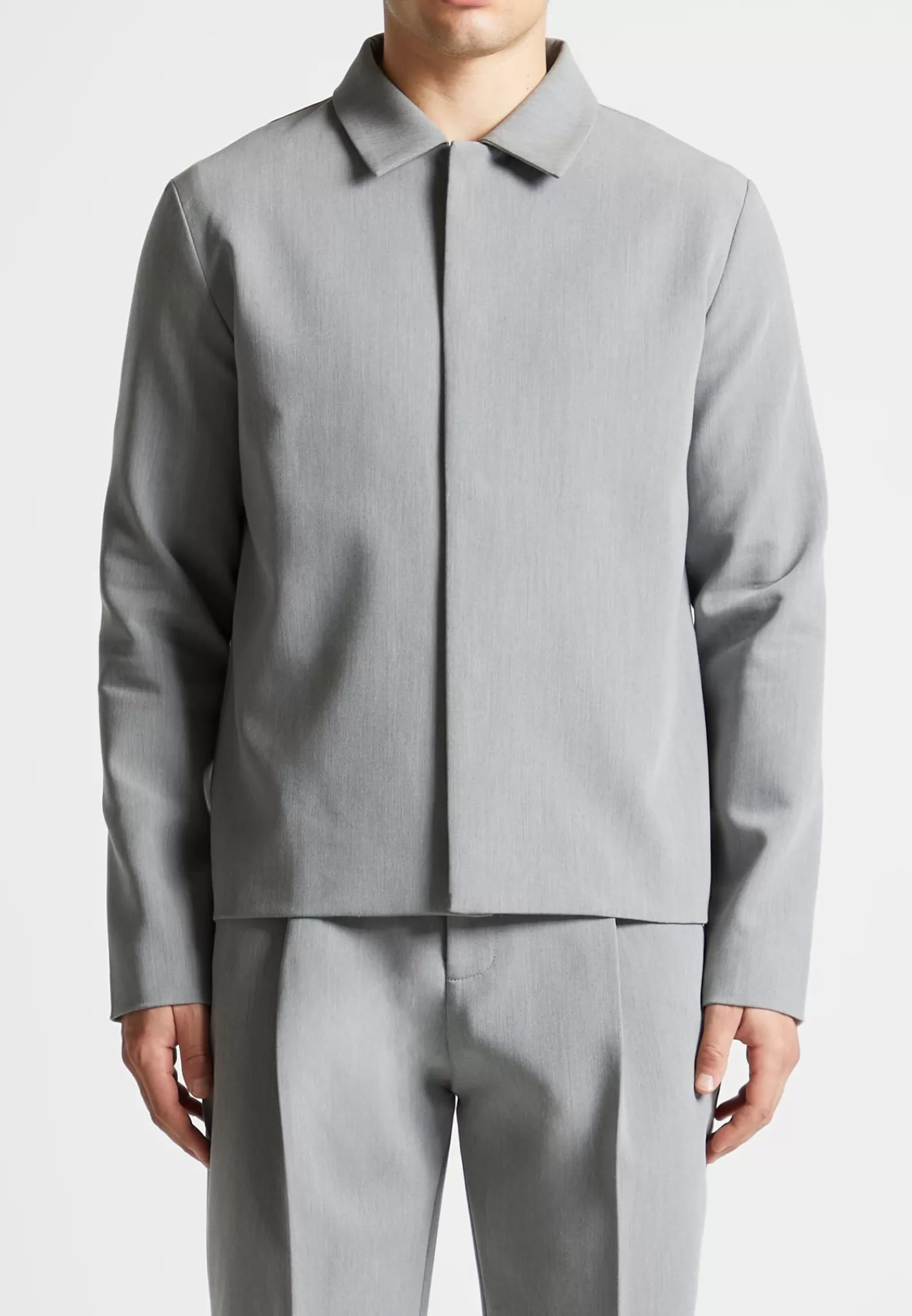 Minimal Boxy Jacket - Light Grey-Manière De Voir Cheap