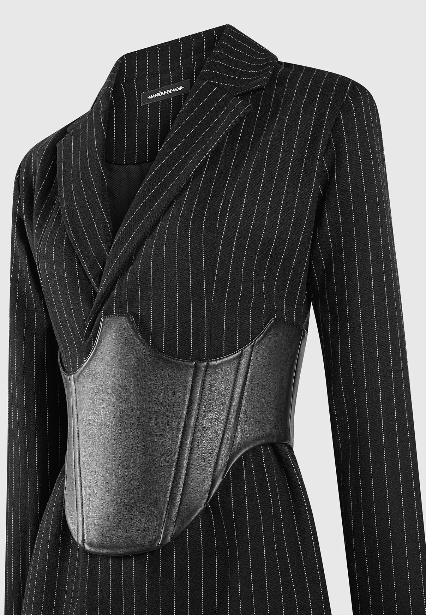 Pinstripe Blazer Dress with Reversible Corset - -Manière De Voir Best