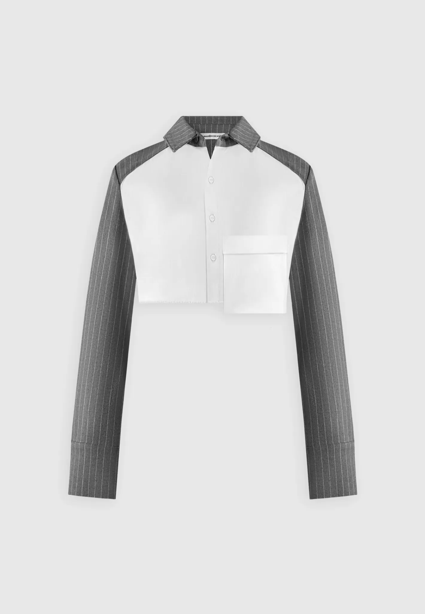 Pinstripe Contrast Cropped Shirt - Grey-Manière De Voir Shop