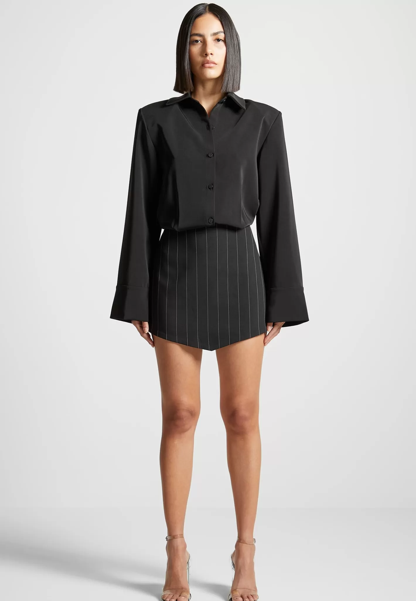 Pinstripe Skirt Shirt Dress - -Manière De Voir Best Sale