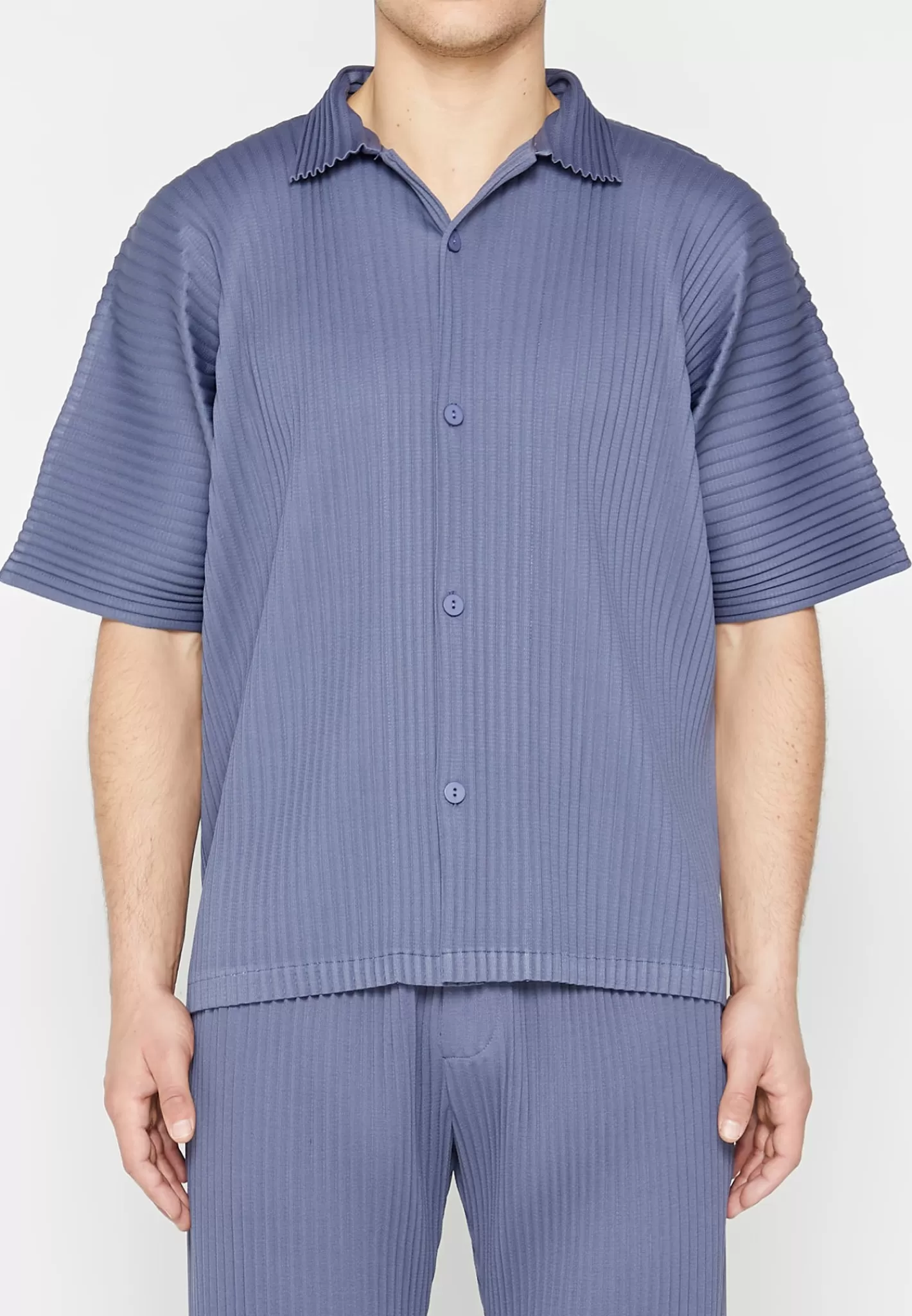 Pleated Shirt - Steel Blue-Manière De Voir Store