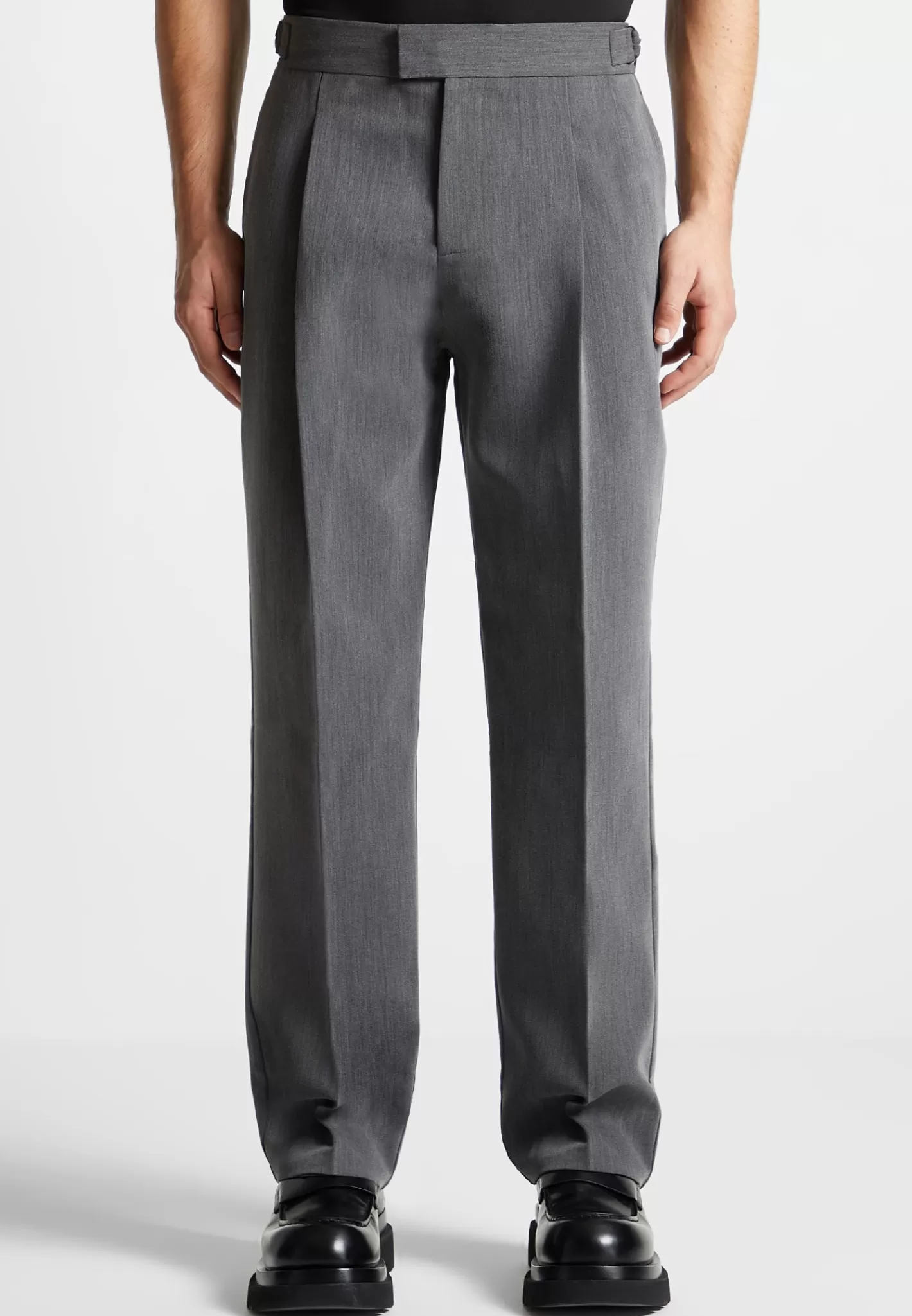 Pleated Tailored Trousers - Dark Grey-Manière De Voir Fashion