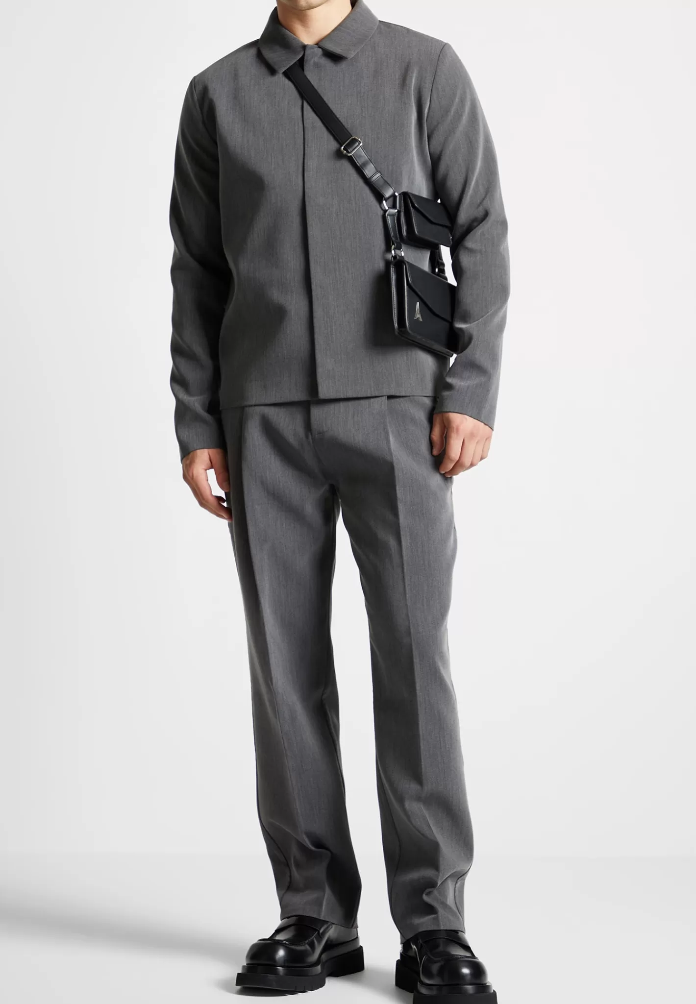 Pleated Tailored Trousers - Dark Grey-Manière De Voir Fashion