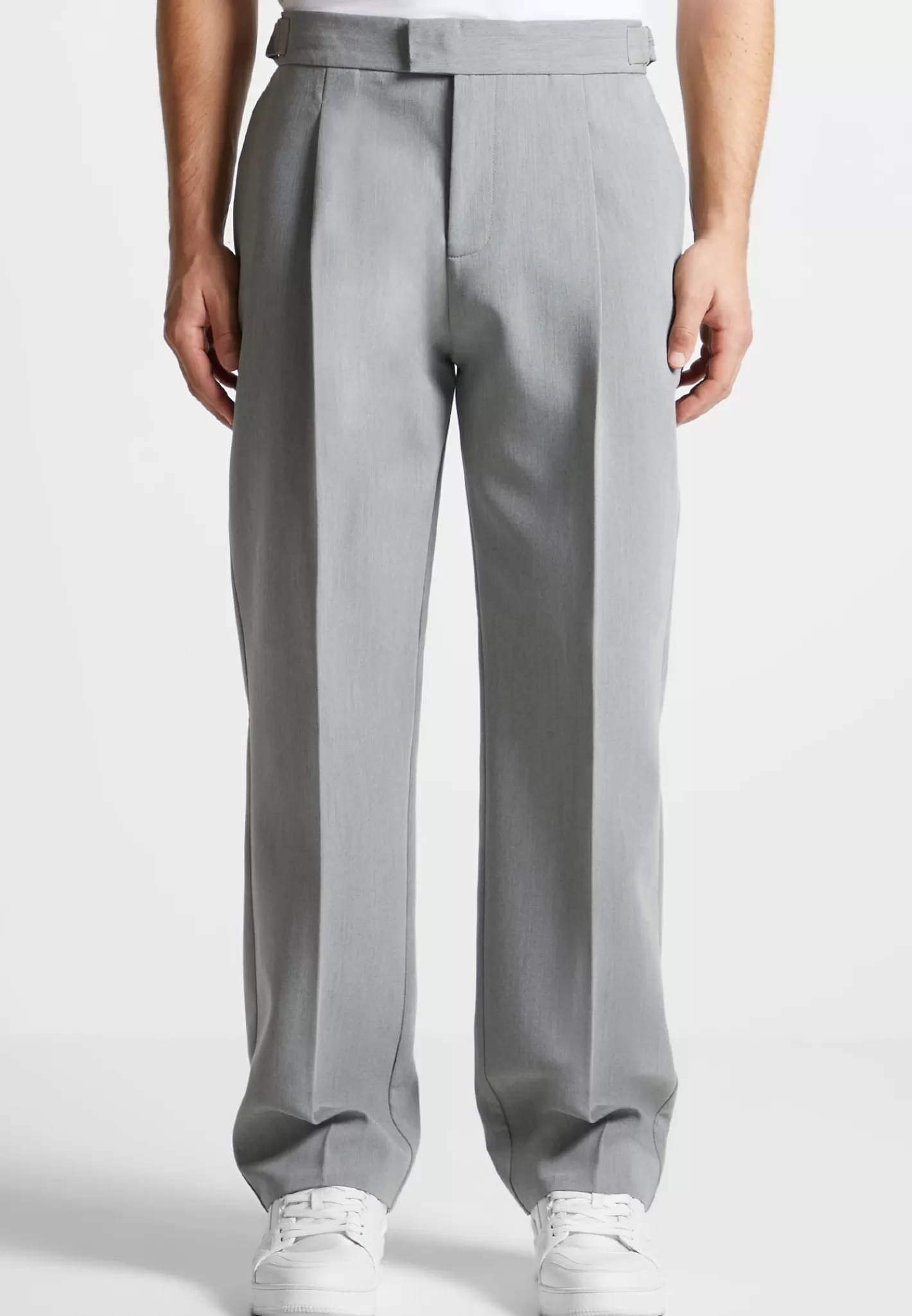 Pleated Tailored Trousers - Light Grey-Manière De Voir Cheap