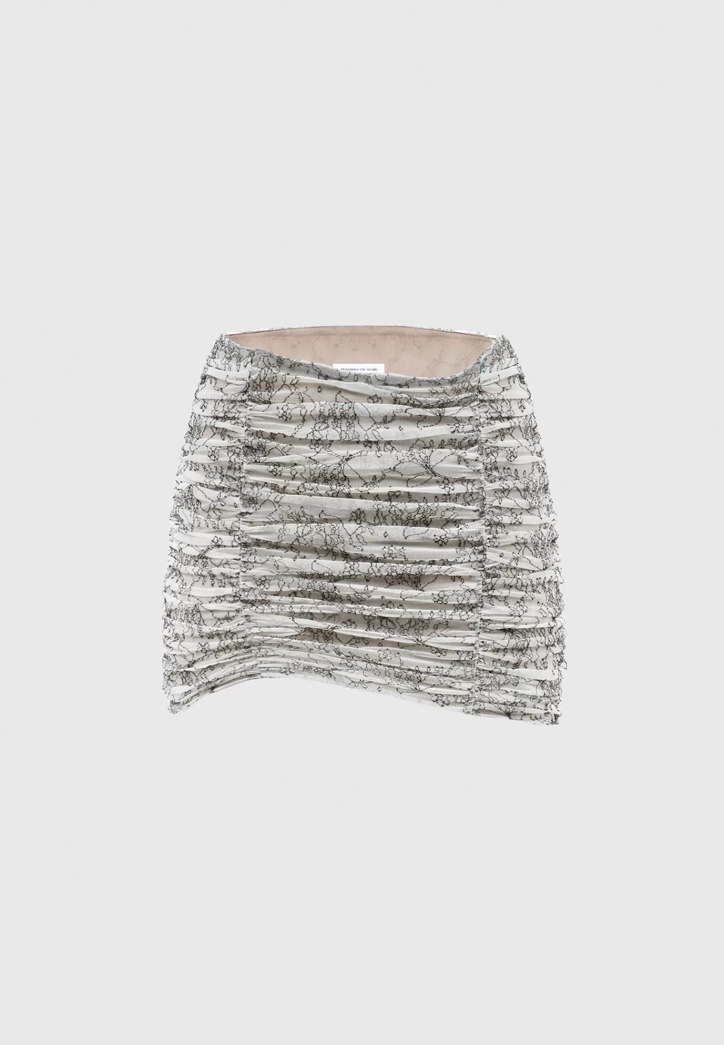 Ruched Lace Asymmetric Mini Skirt - Off White-Manière De Voir Hot
