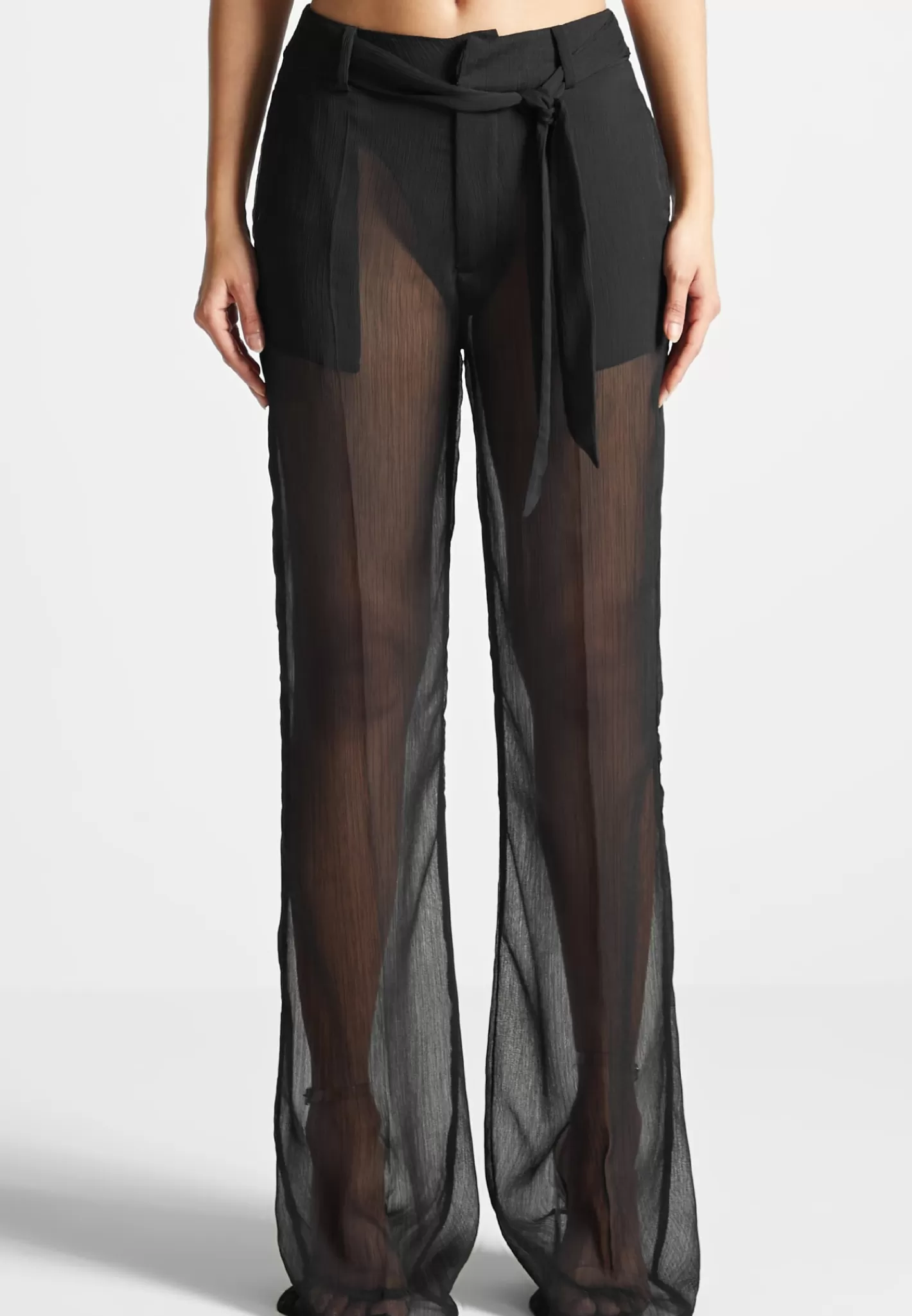 Sheer Trousers with Belt - -Manière De Voir Sale