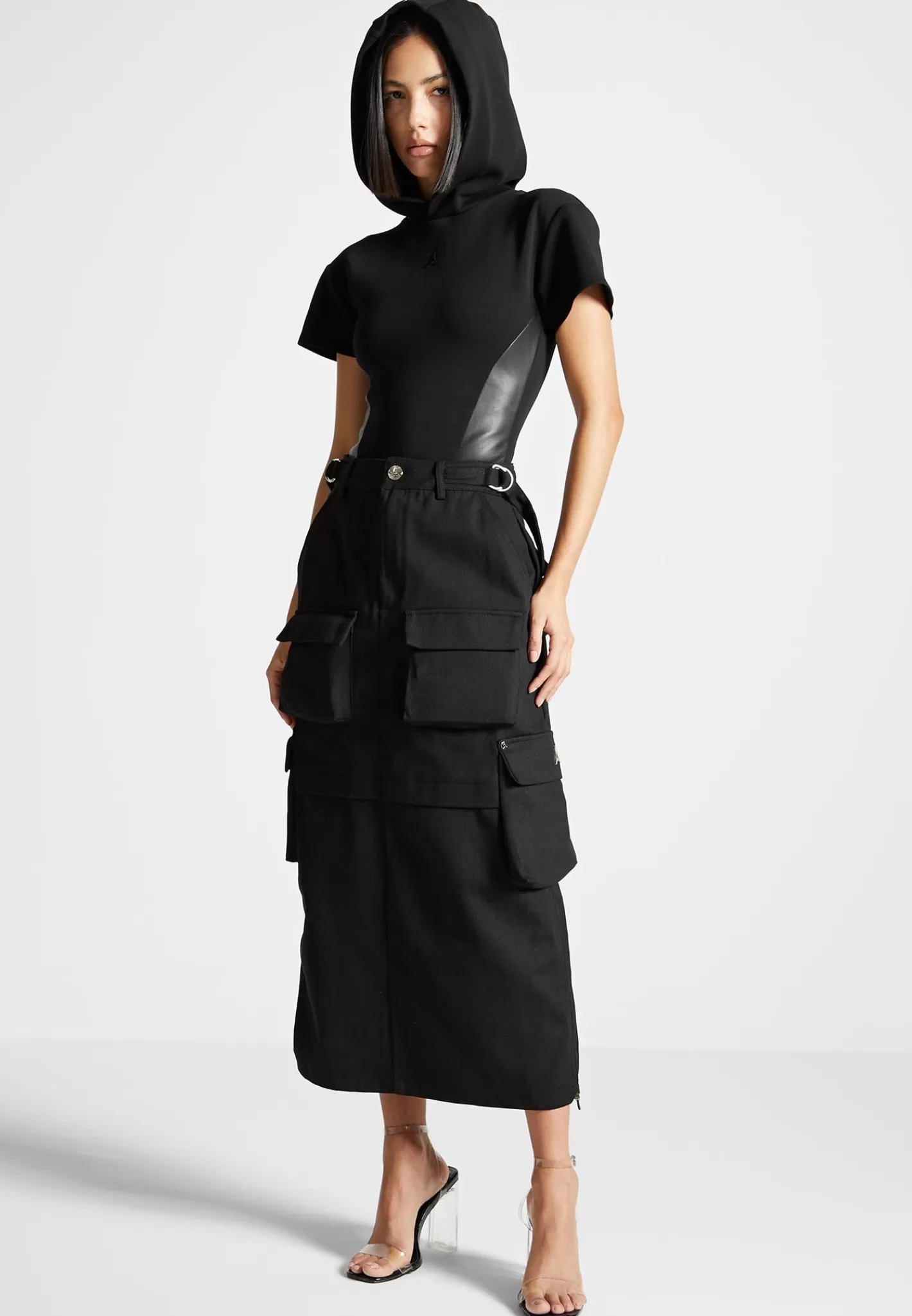 Short Sleeve Bodysuit with Hood - -Manière De Voir Best Sale