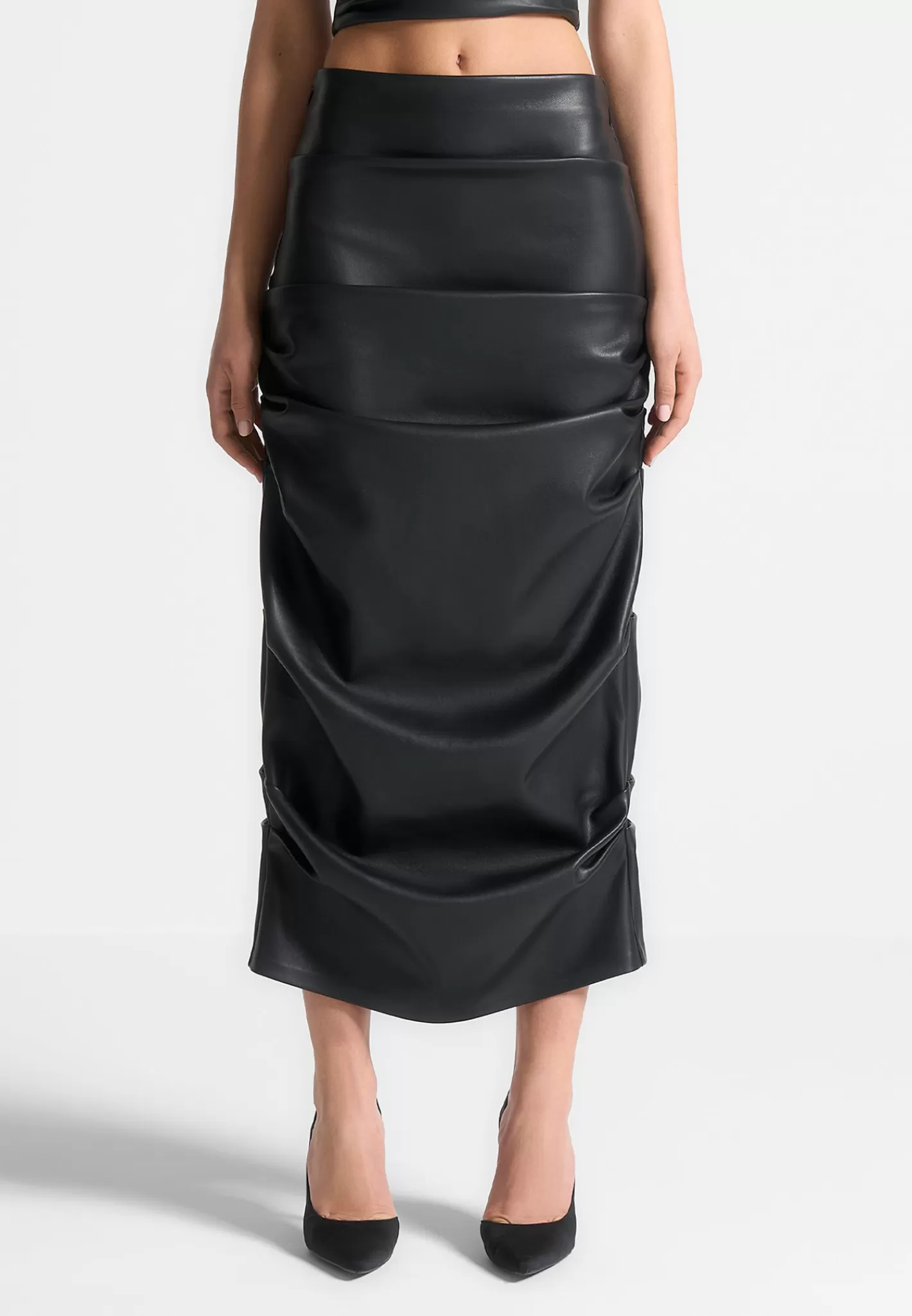 Tacked Vegan Leather Midaxi Skirt - -Manière De Voir Discount
