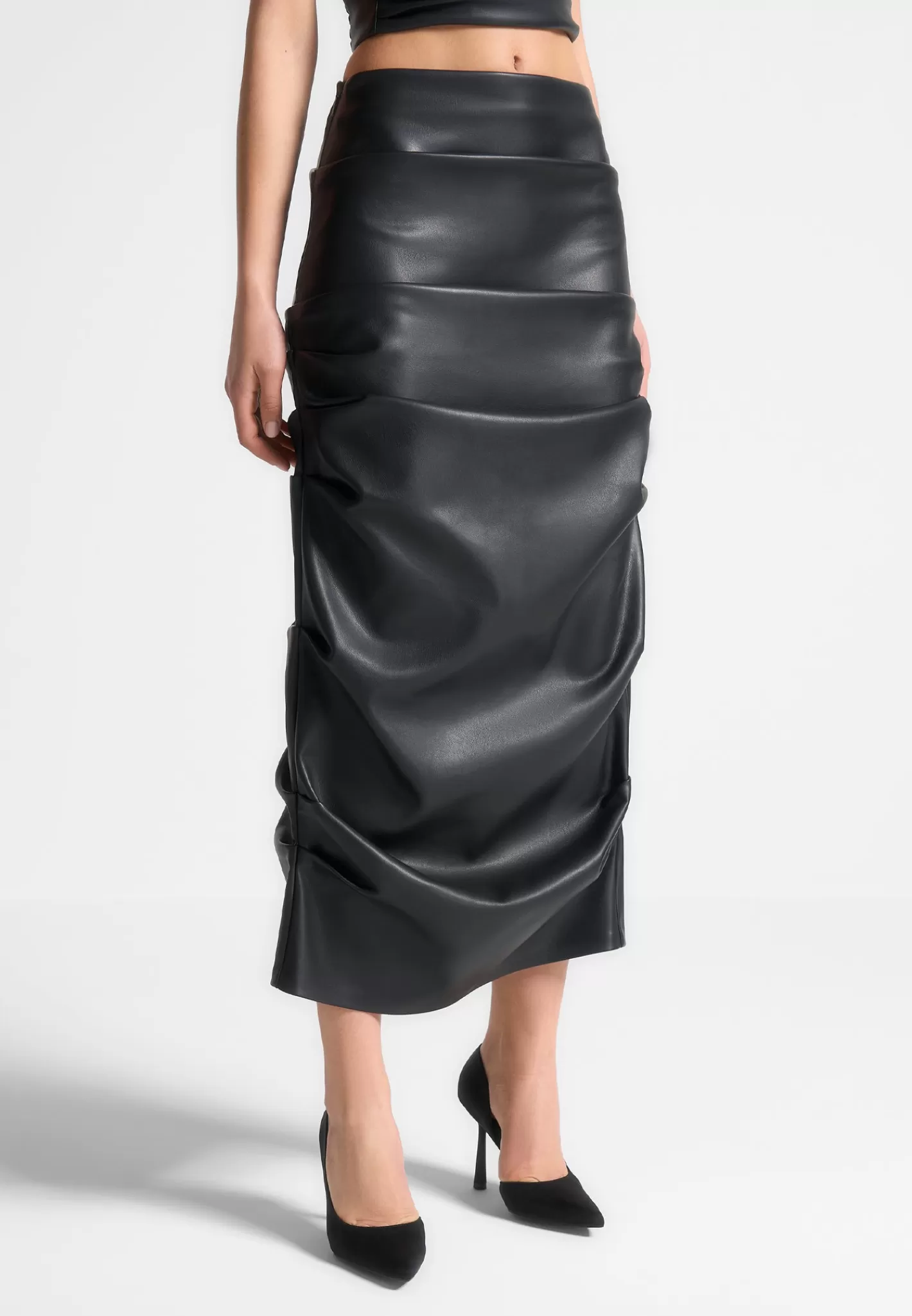 Tacked Vegan Leather Midaxi Skirt - -Manière De Voir Discount