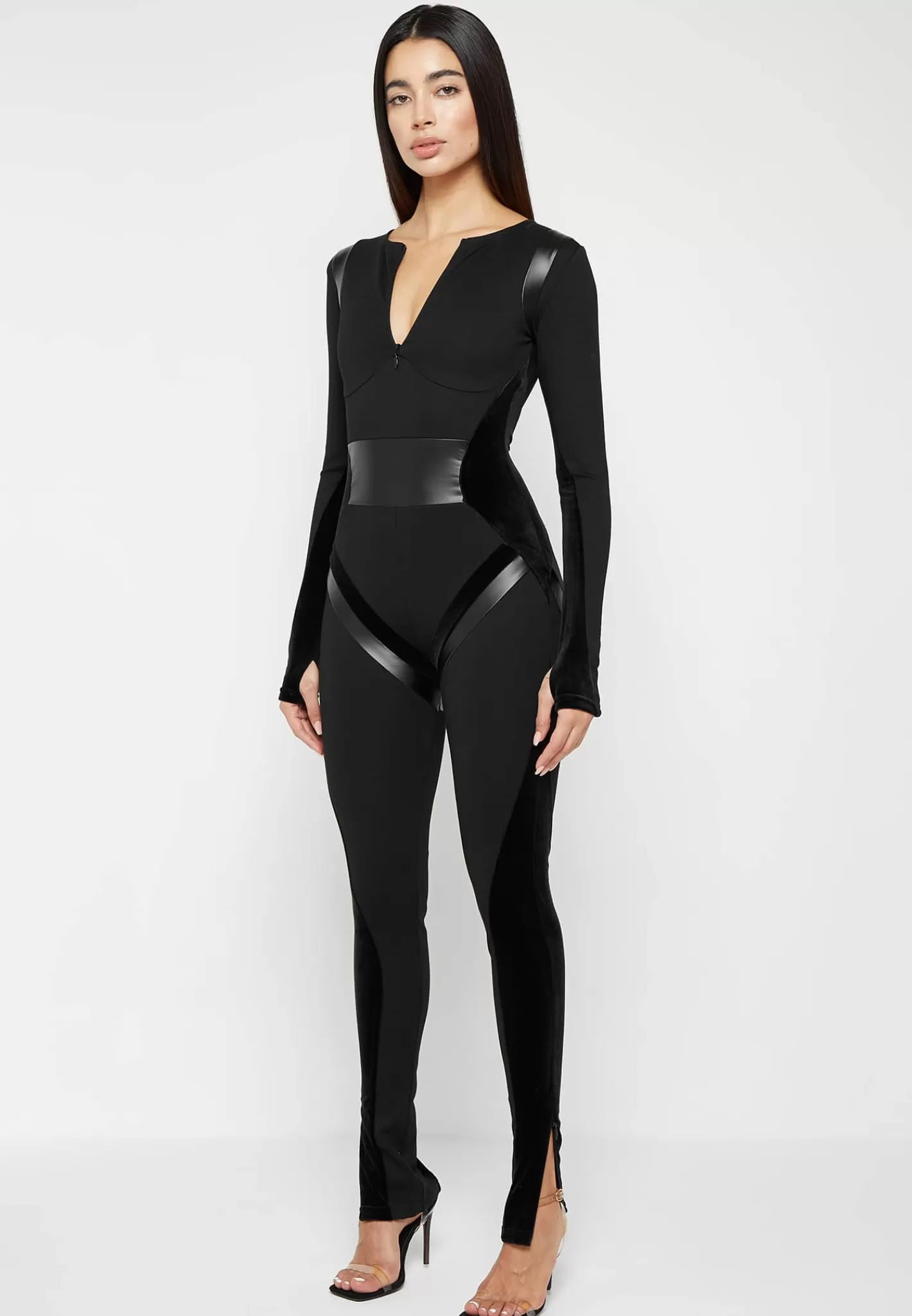 Vegan Leather & Bandage Contour Jumpsuit - -Manière De Voir Cheap