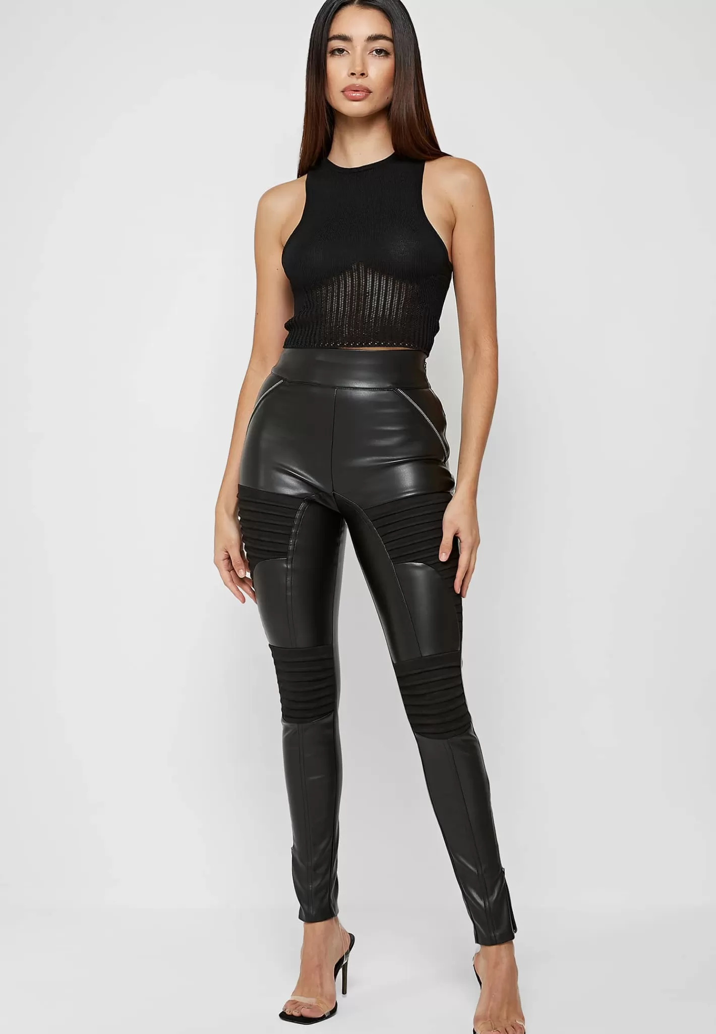 Vegan Leather & Suede Ribbed Legging - -Manière De Voir Clearance