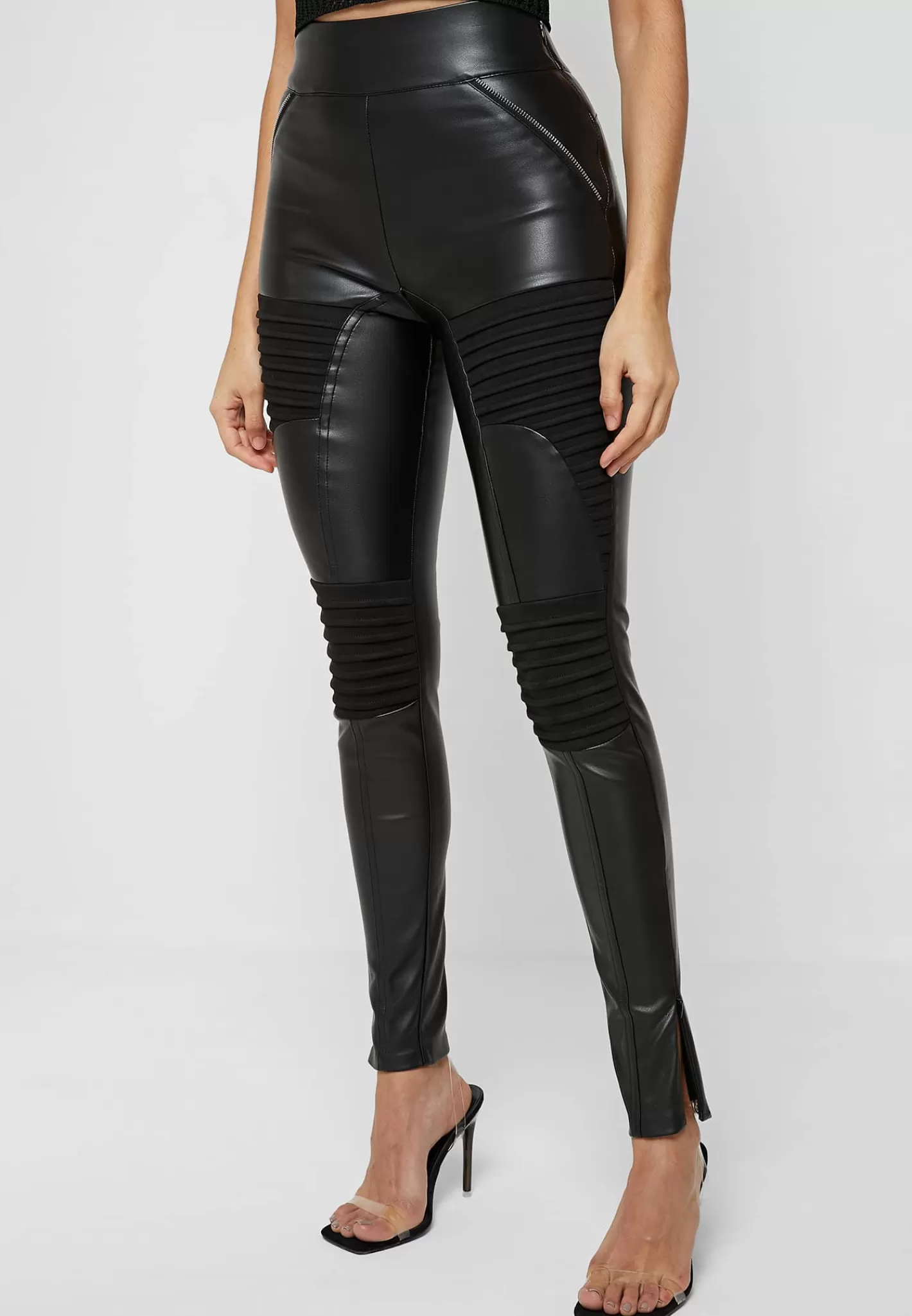 Vegan Leather & Suede Ribbed Legging - -Manière De Voir Clearance