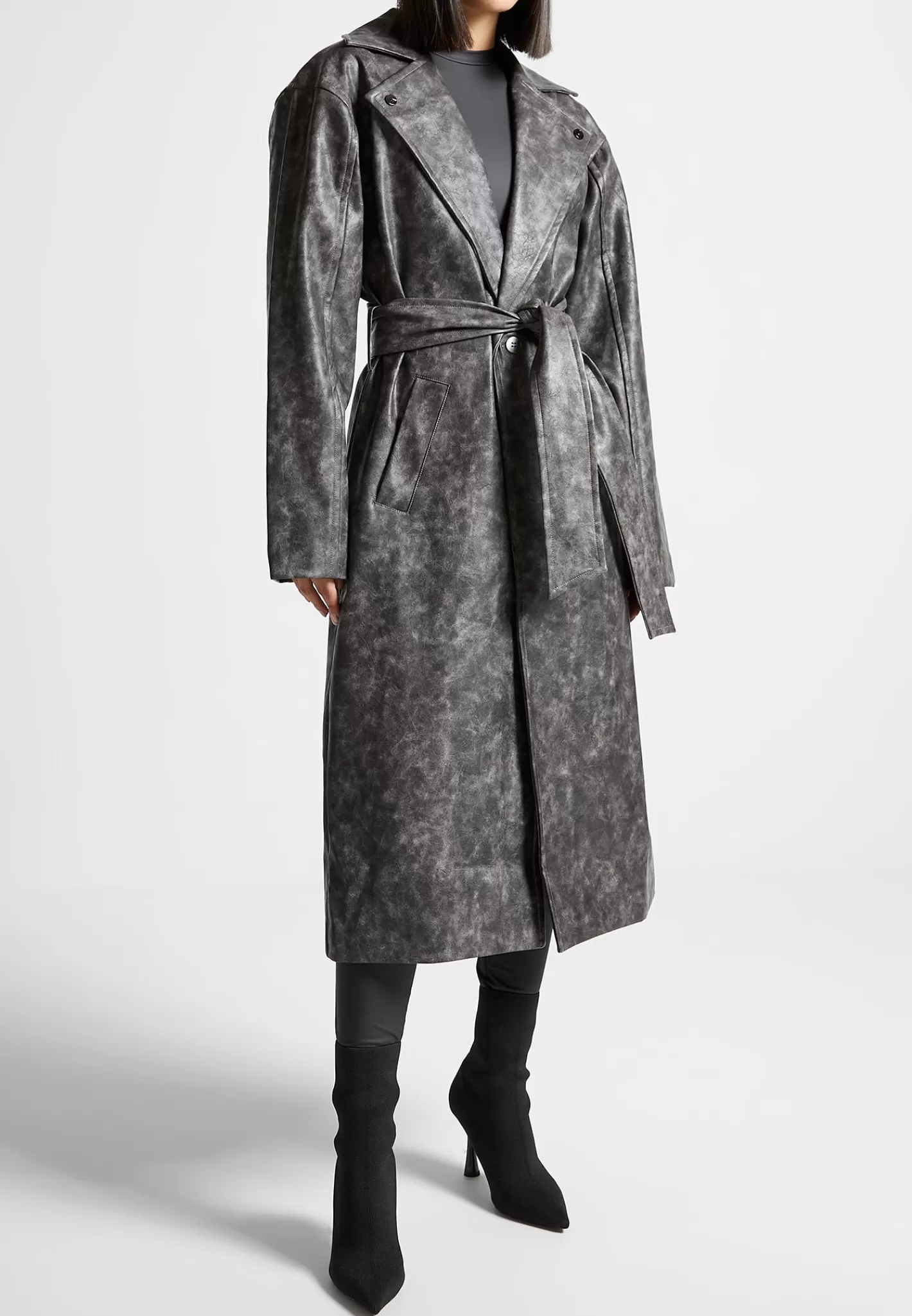 Vintage Vegan Leather Trench Coat - -Manière De Voir New