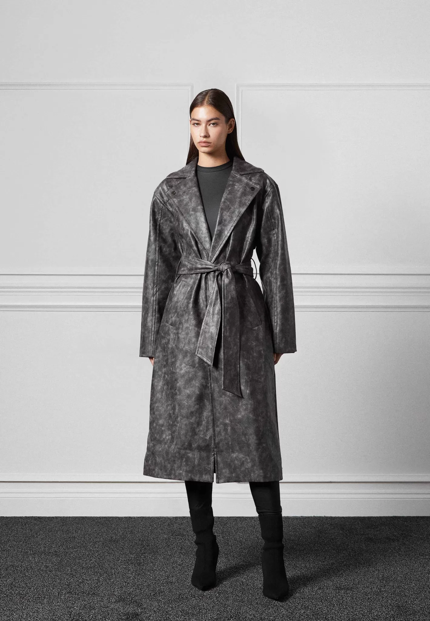 Vintage Vegan Leather Trench Coat - -Manière De Voir New