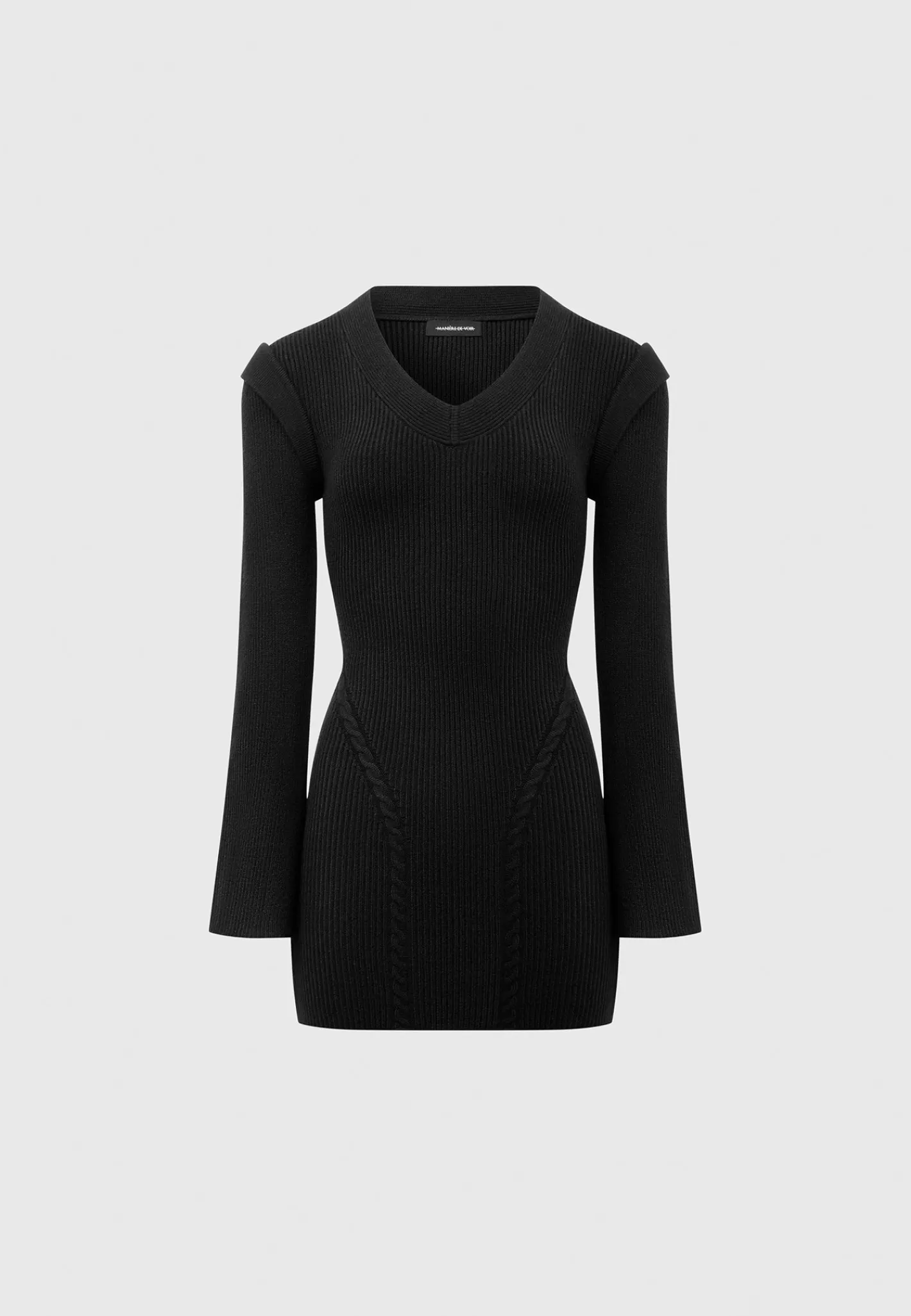 Wide Shoulder Knitted Contour Mini Dress - -Manière De Voir Online