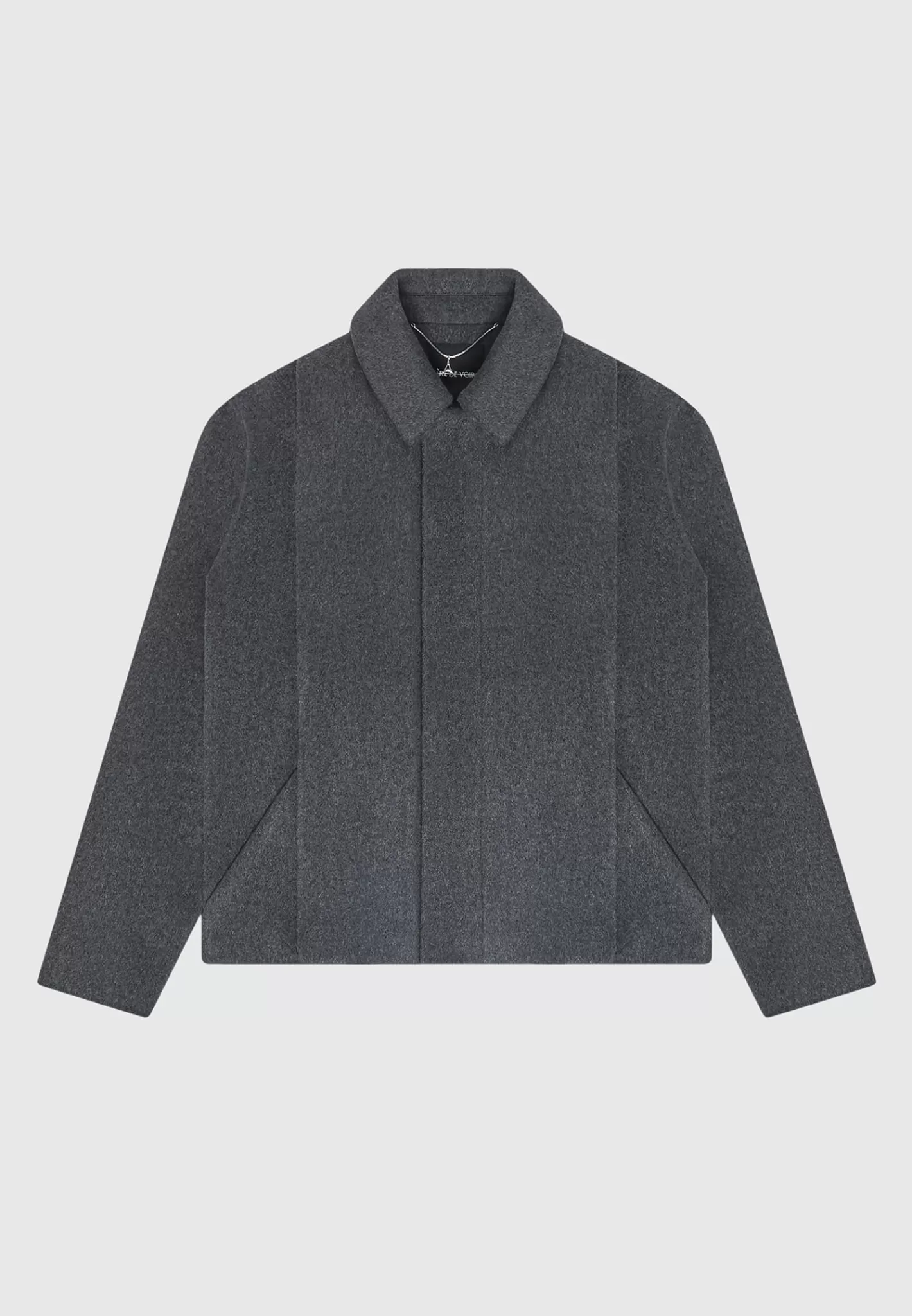 Wool Blend Boxy Jacket with Pleat - Charcoal Grey-Manière De Voir Discount